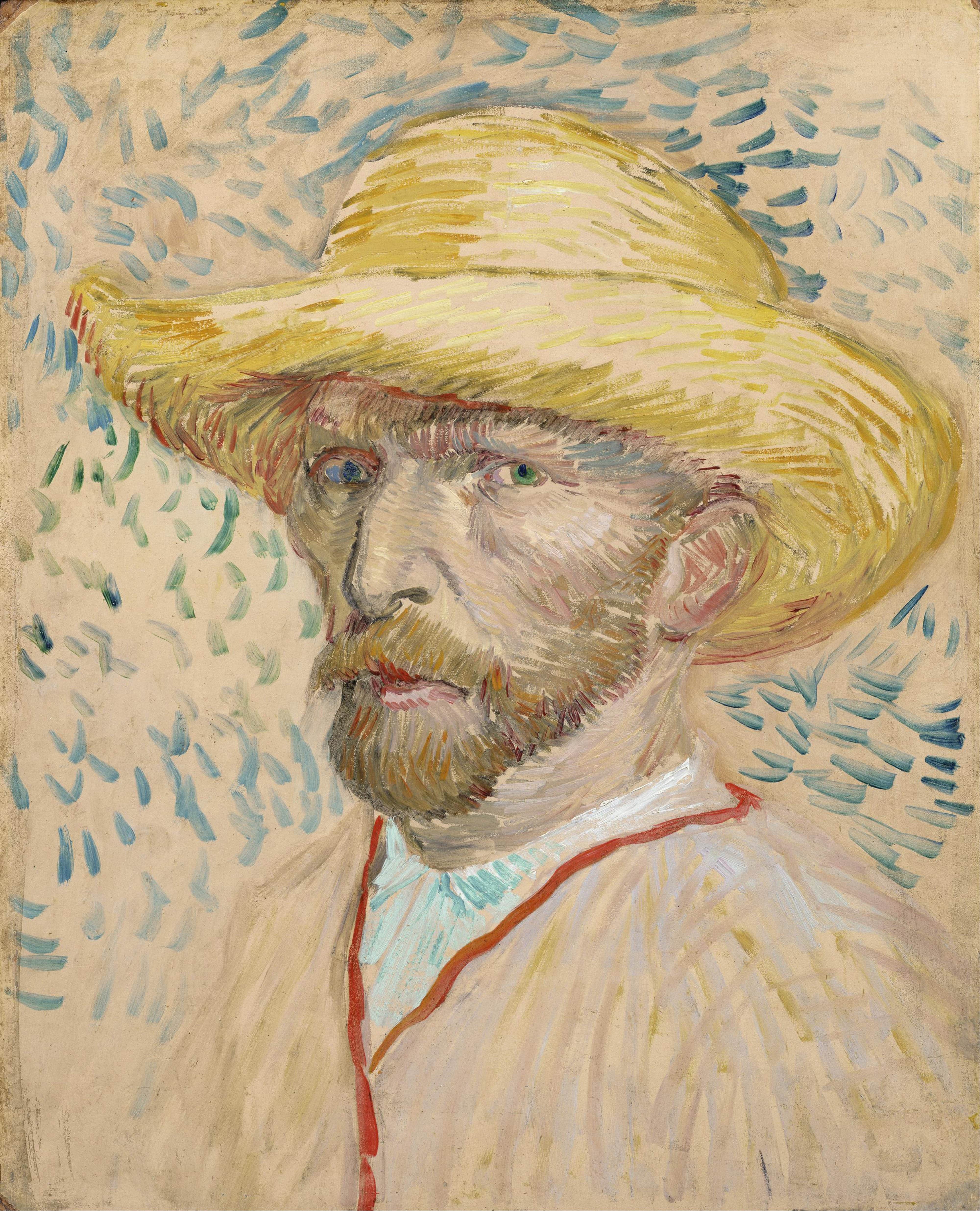 《戴草帽的自画像》（Self-Portrait with Straw Hat）｜文森特·梵高 Vincent van Gogh｜1887