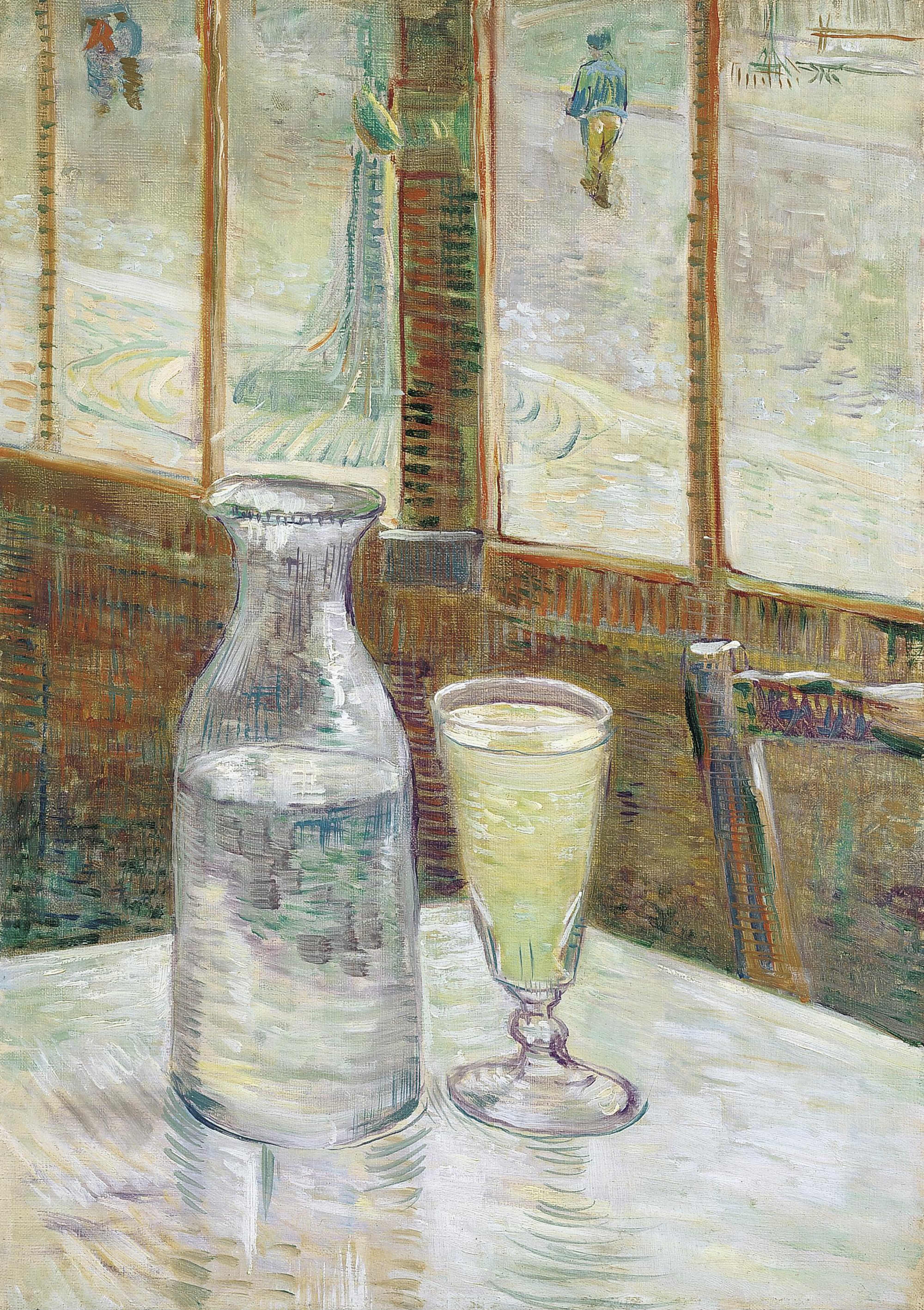 《咖啡桌上的苦艾酒》（Café Table with Absinthe）｜文森特·梵高 Vincent van Gogh｜1887