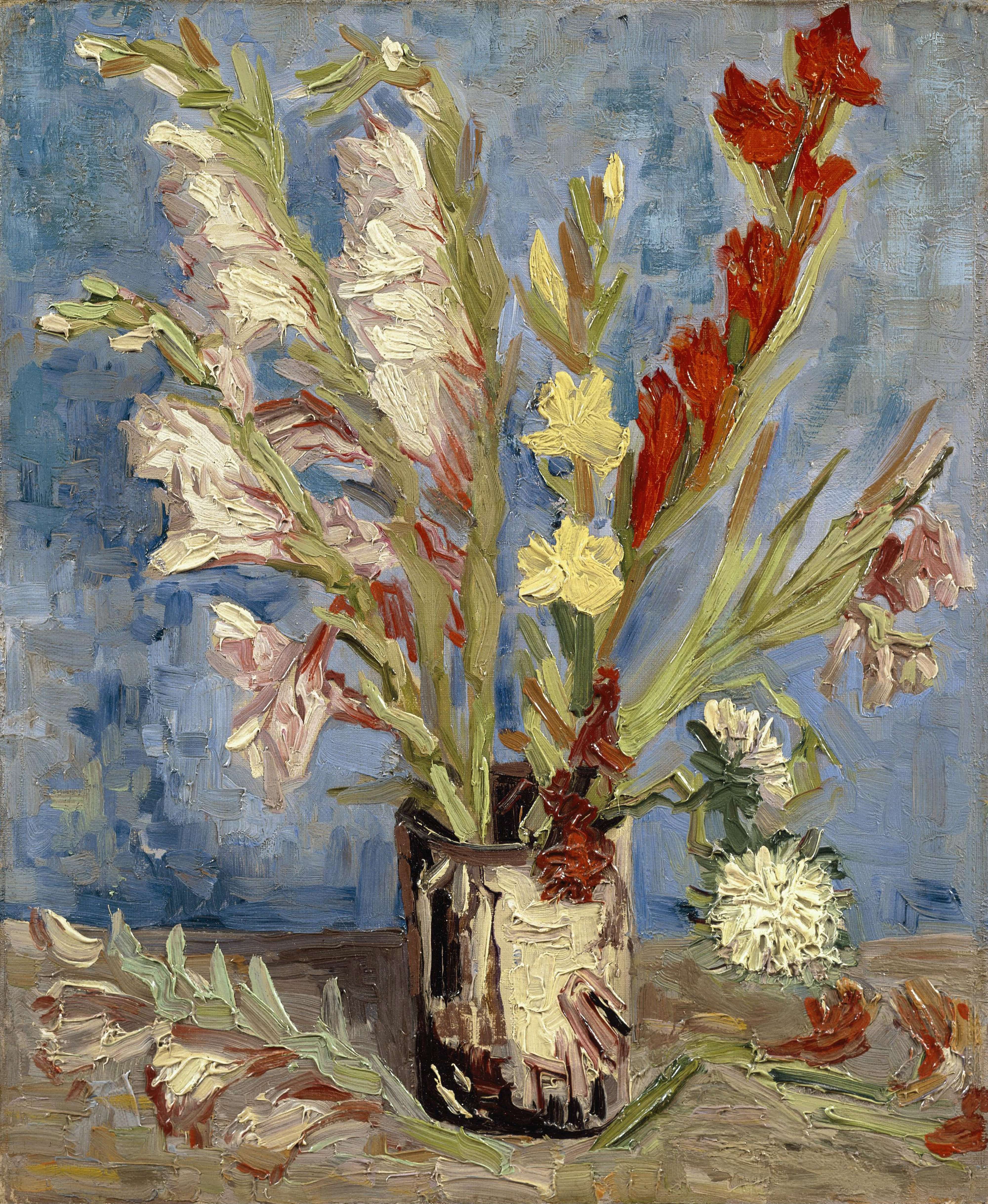 《花瓶与剑兰和中国紫苑》（Vase with Gladioli And China Asters）｜文森特·梵高 Vincent van Gogh｜1886