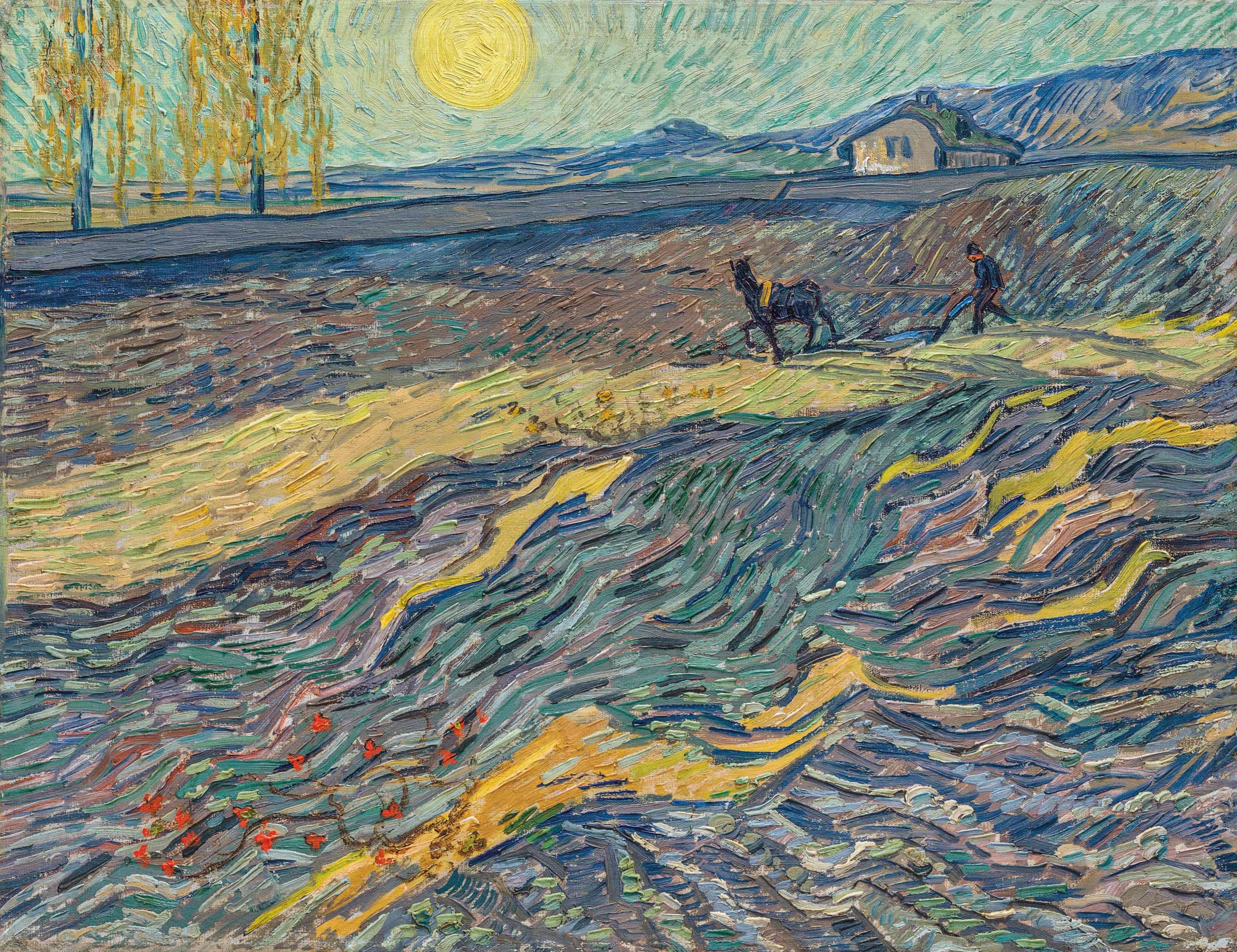 《田野里的农夫》（Ploughman in a Field）｜文森特·梵高 Vincent van Gogh｜1889