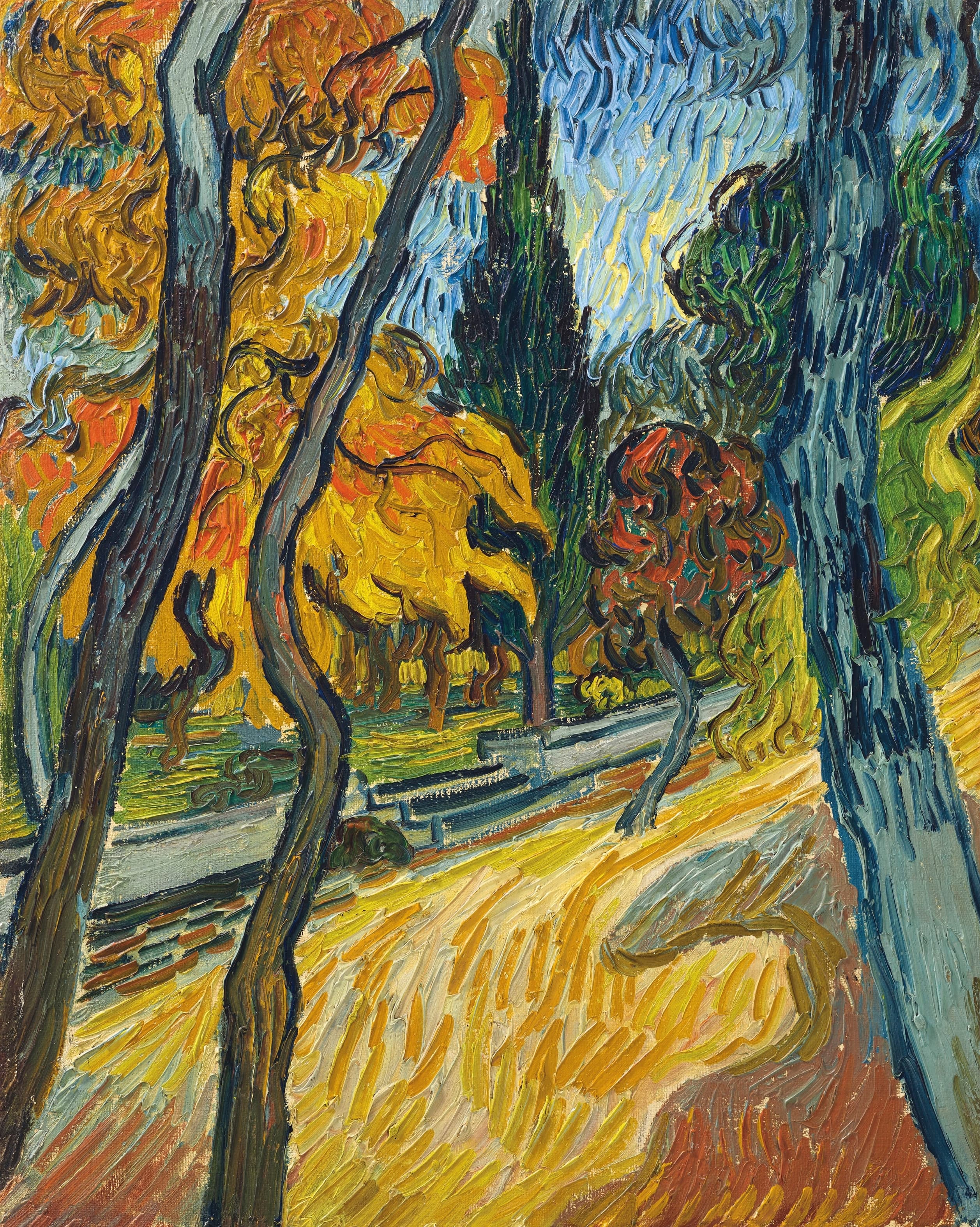 《庇护花园里的树木》（Trees in the Asylum Garden）｜文森特·梵高 Vincent van Gogh｜1889