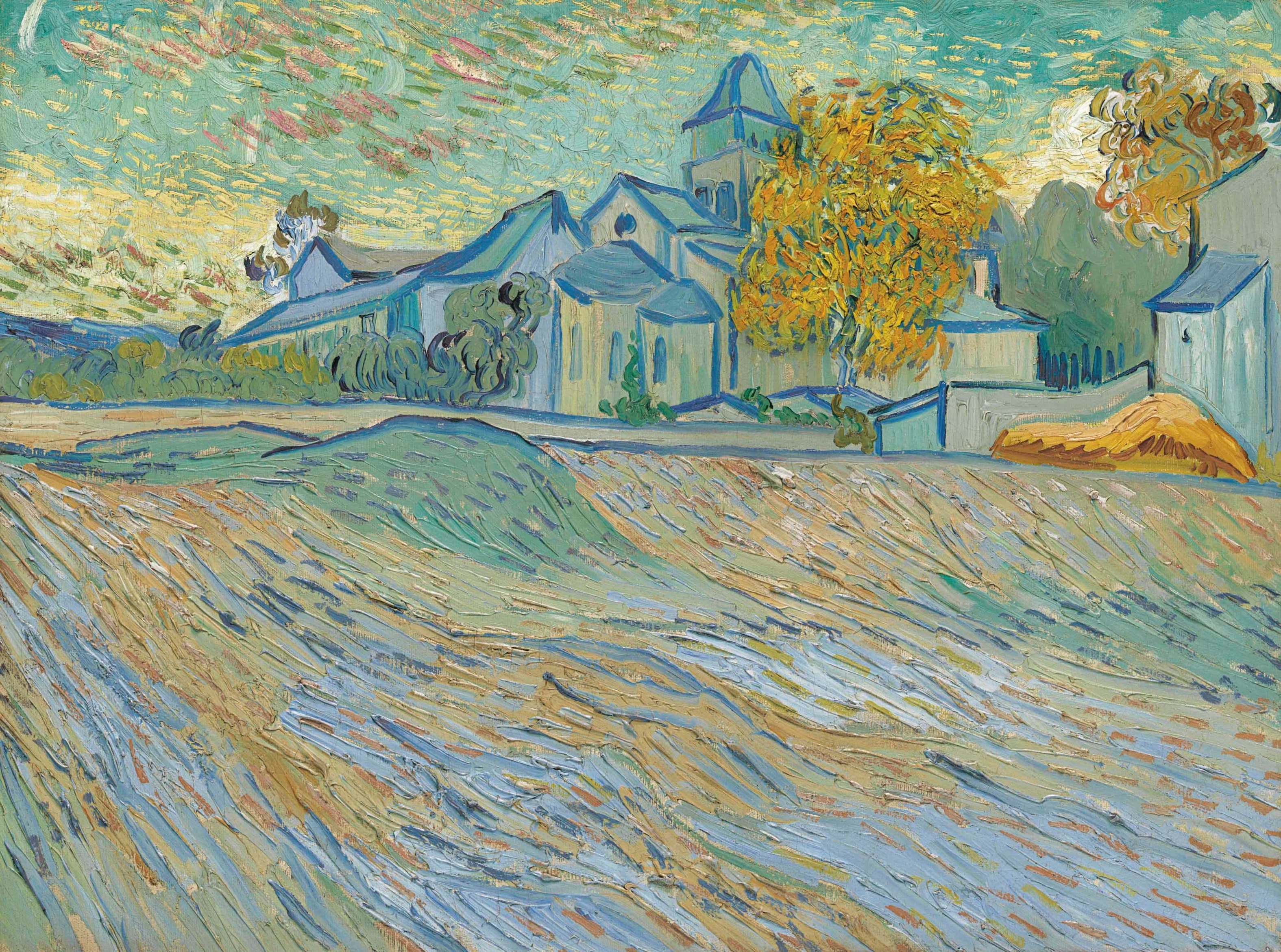 《奥维尔附近拉贝维尔教堂景色》（View of the Church of Labbeville near Auvers）｜文森特·梵高 Vincent van Gogh｜1890