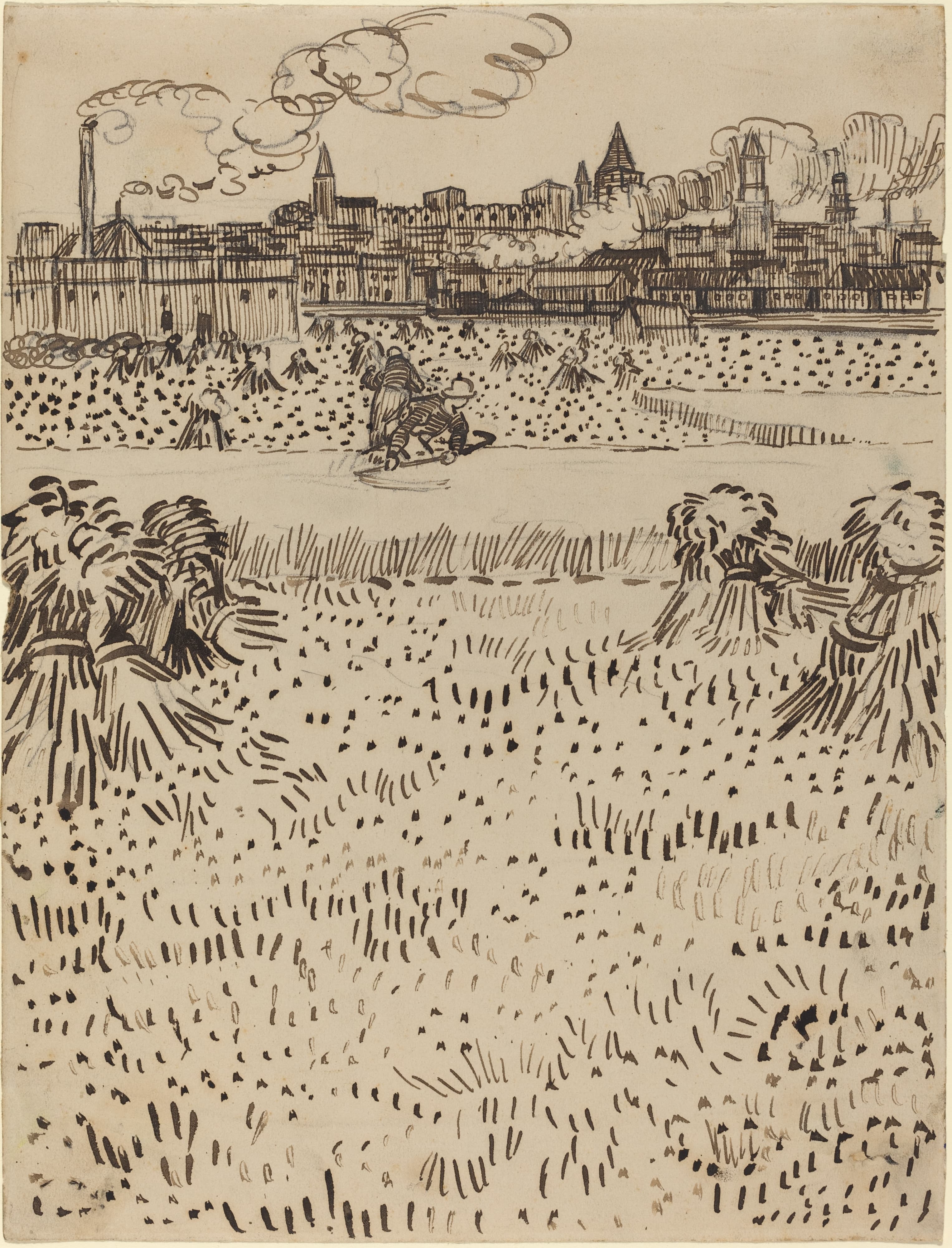 《从麦田眺望阿尔勒》（Arles: View from the Wheatfields）｜文森特·梵高 Vincent van Gogh｜1888