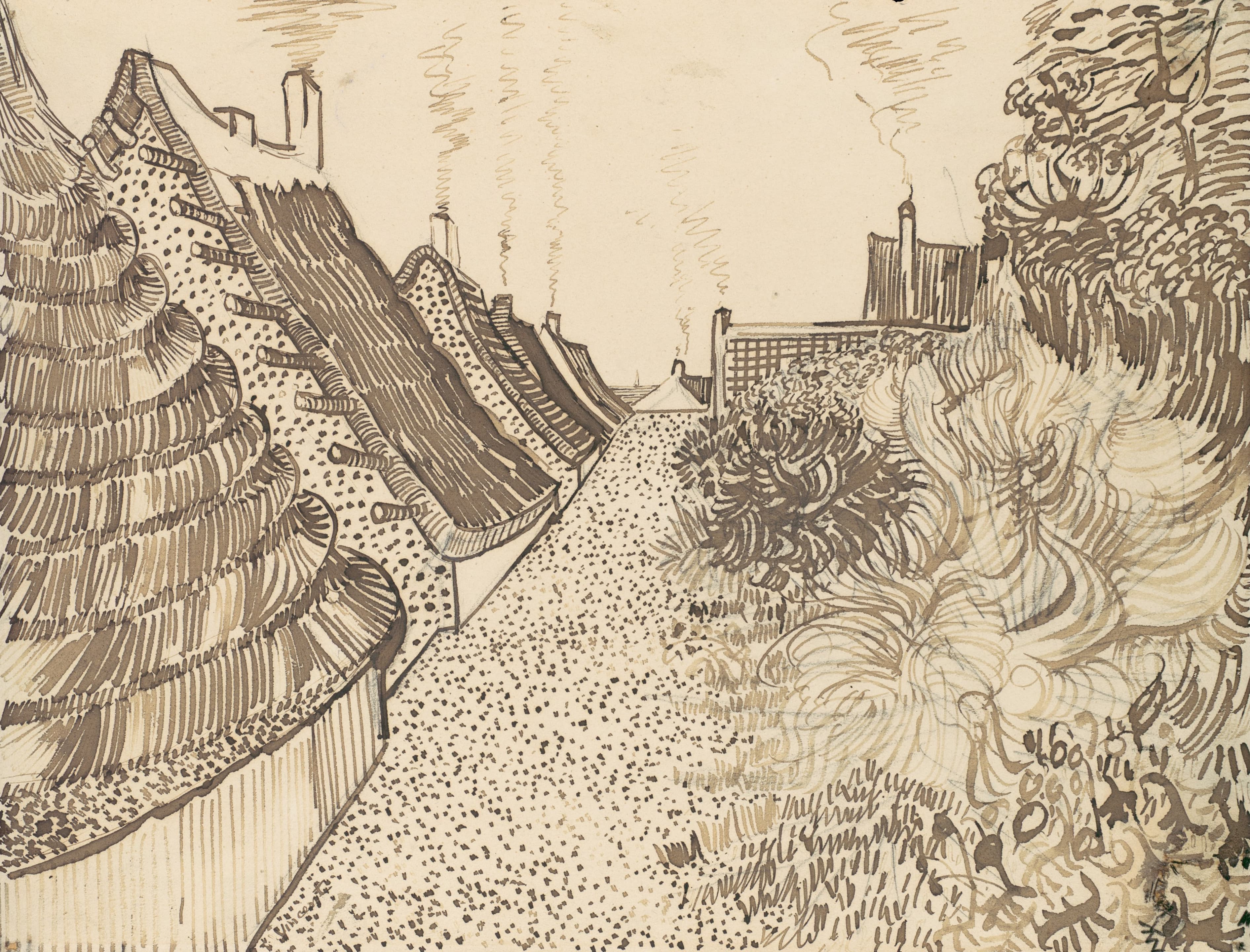 《圣玛丽德拉梅尔的街道》（Street in Saintes Maries De La Mer）｜文森特·梵高 Vincent van Gogh｜1888