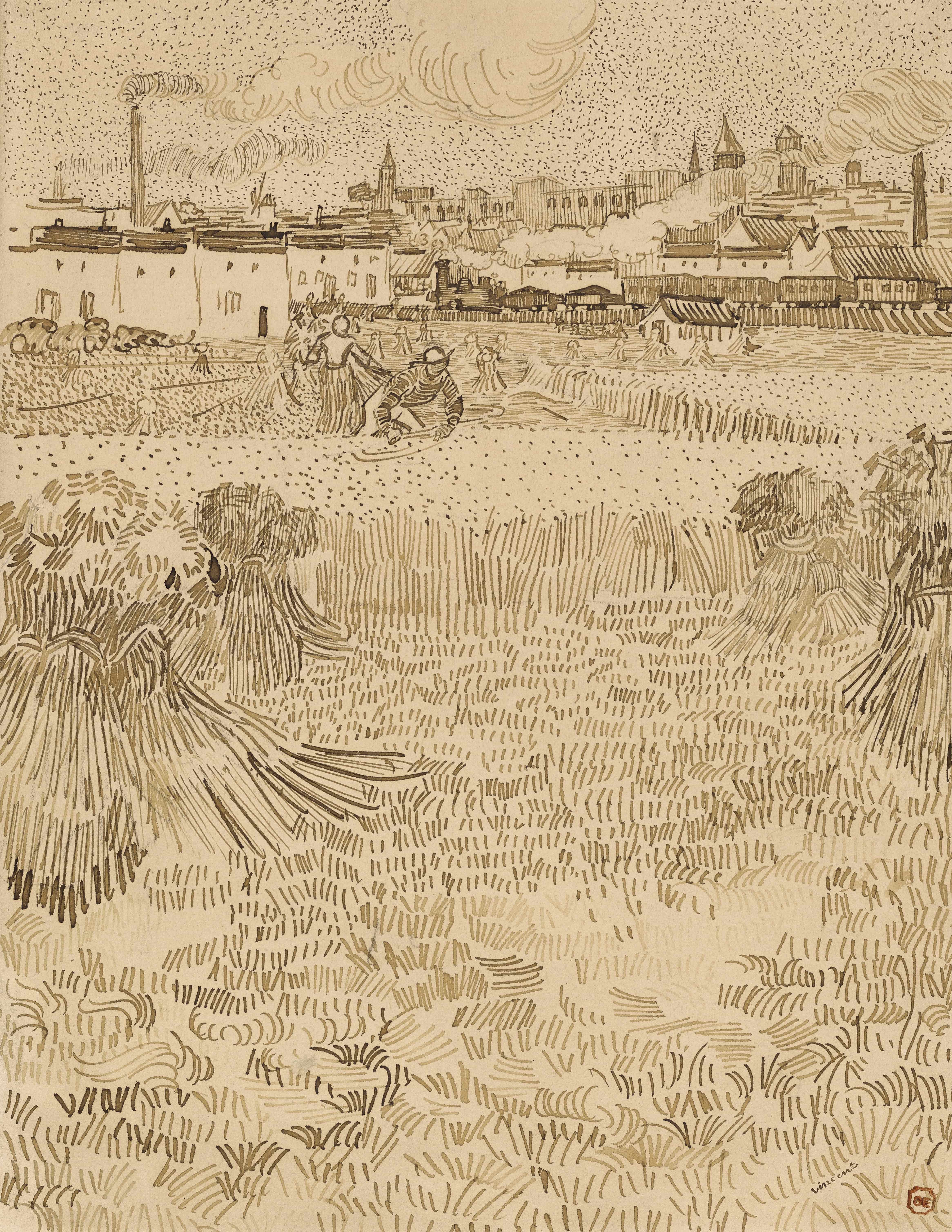 《从麦田看阿尔勒》（Arles View from the Wheatfields）｜文森特·梵高 Vincent van Gogh｜1888