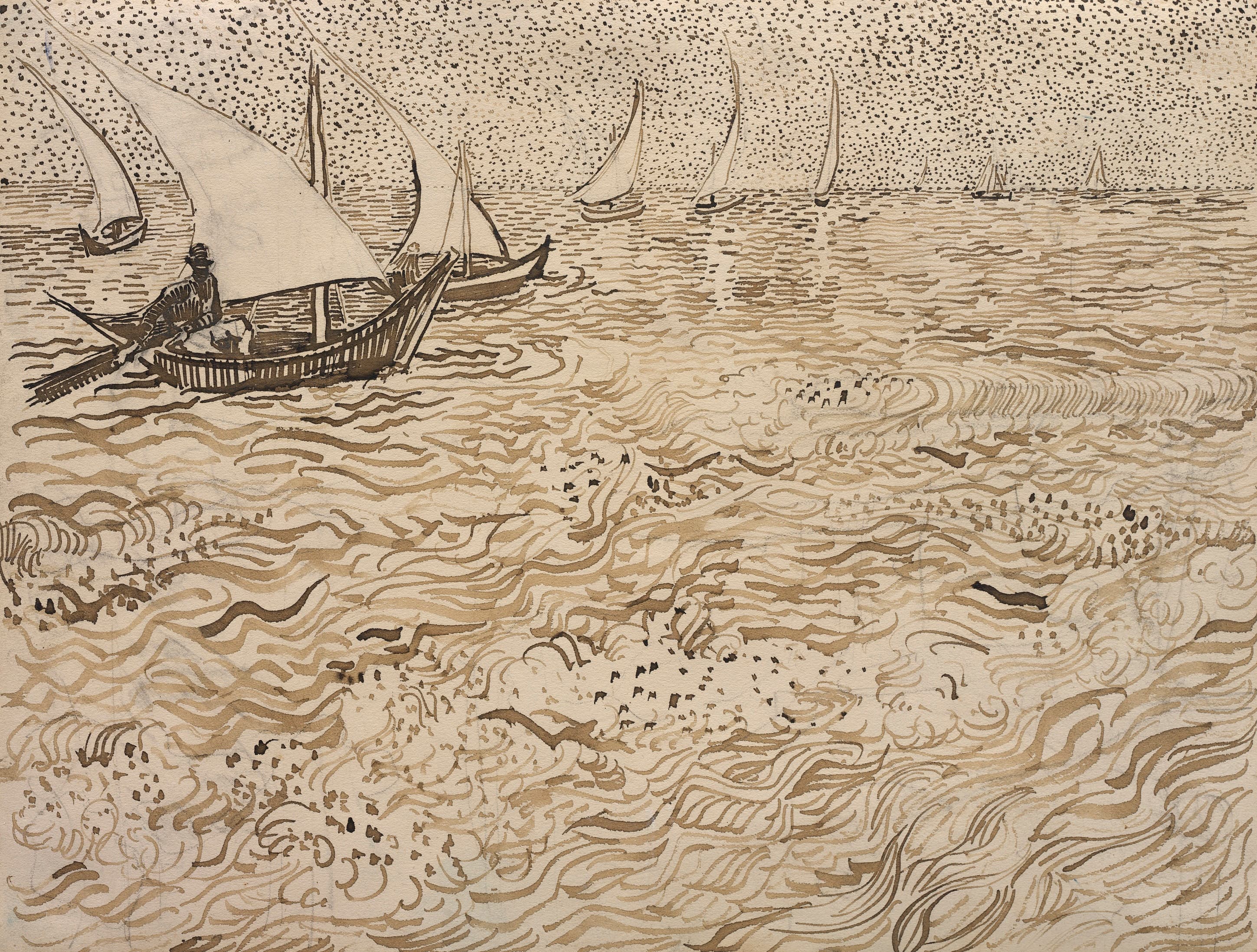 《圣玛丽德拉梅尔的船只》（Boats at Saintes-Maries-de-la-Mer）｜文森特·梵高 Vincent van Gogh｜1888