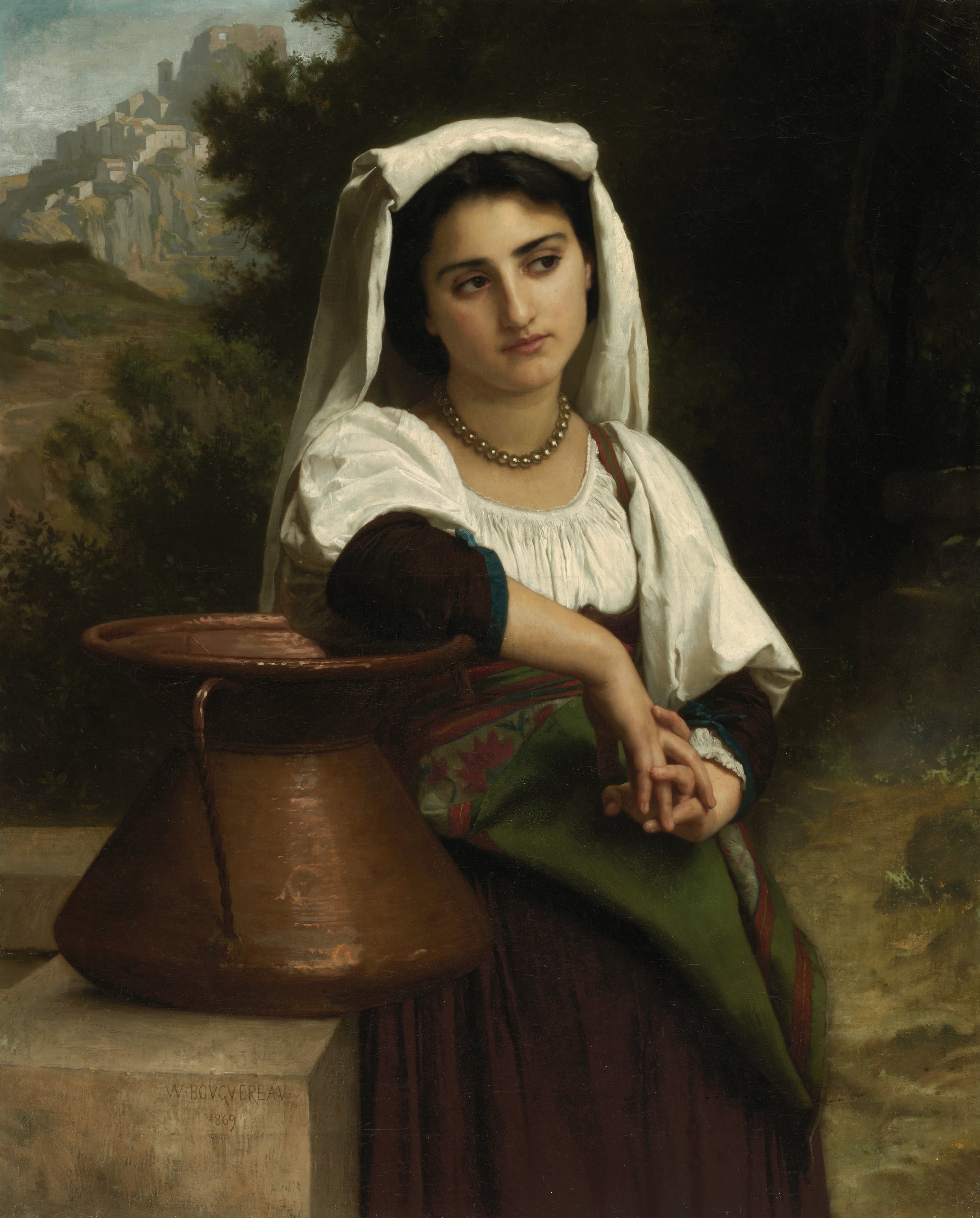 《泉边的意大利女子》（Italian Woman at the Fountain）｜威廉-阿道夫·布格罗 William-Adolphe Bouguereau｜1869