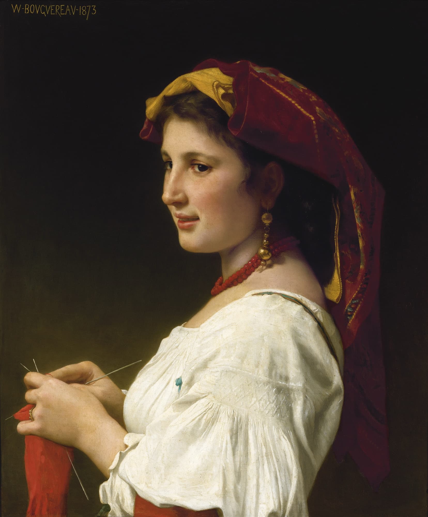 《小织女》（The Little Knitter）｜威廉-阿道夫·布格罗 William-Adolphe Bouguereau
