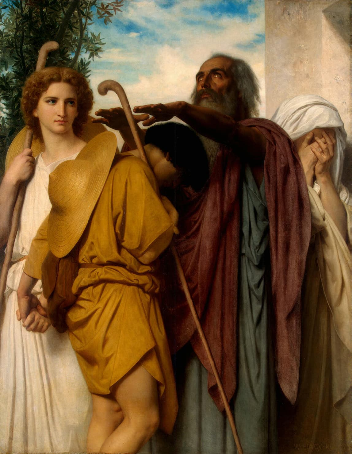 《托比亚接受父亲的祝福》（Tobias Receives his Father's Blessing）｜威廉-阿道夫·布格罗 William-Adolphe Bouguereau｜1860