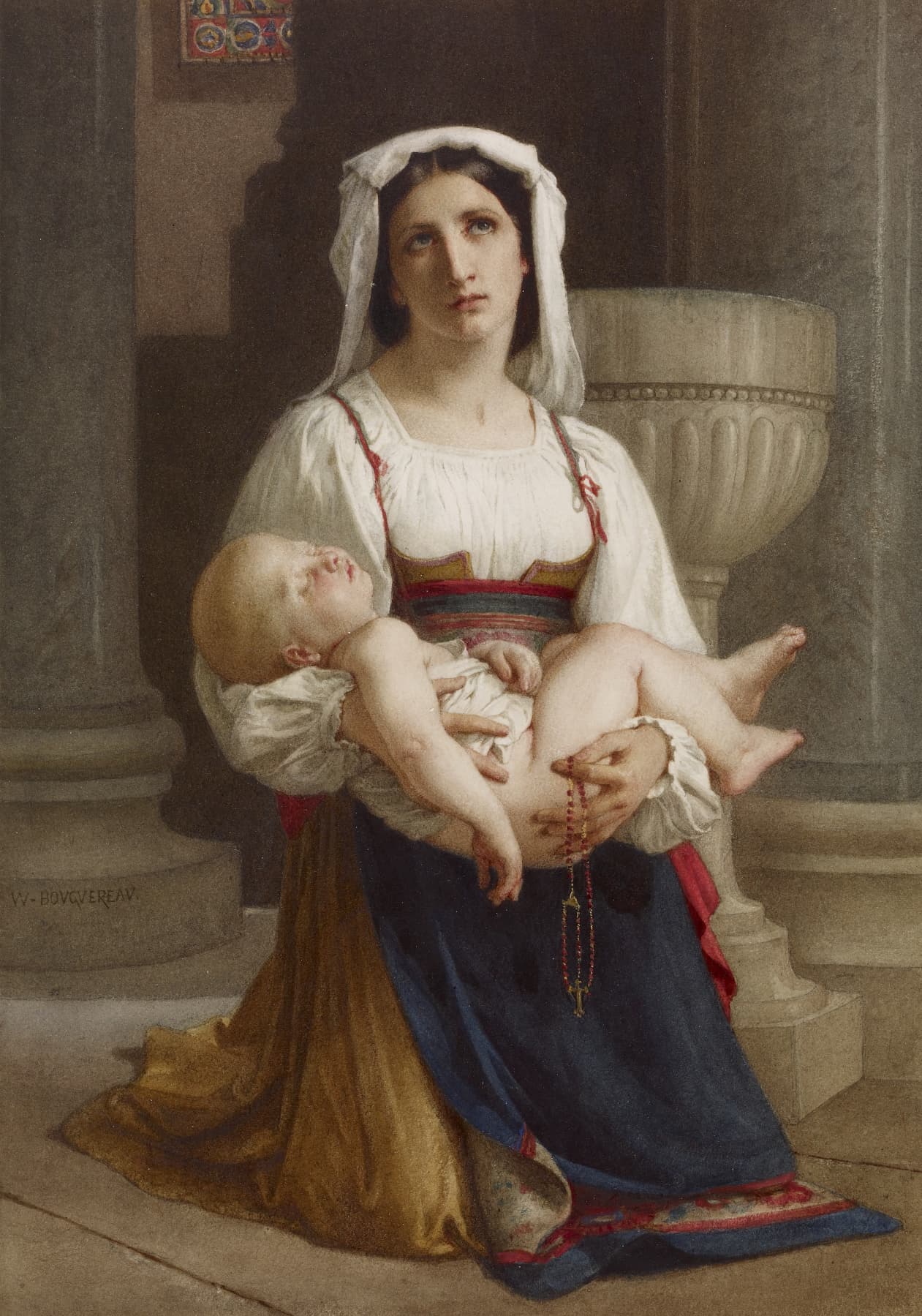 《祈祷》（Prayer）｜威廉-阿道夫·布格罗 William-Adolphe Bouguereau｜1865