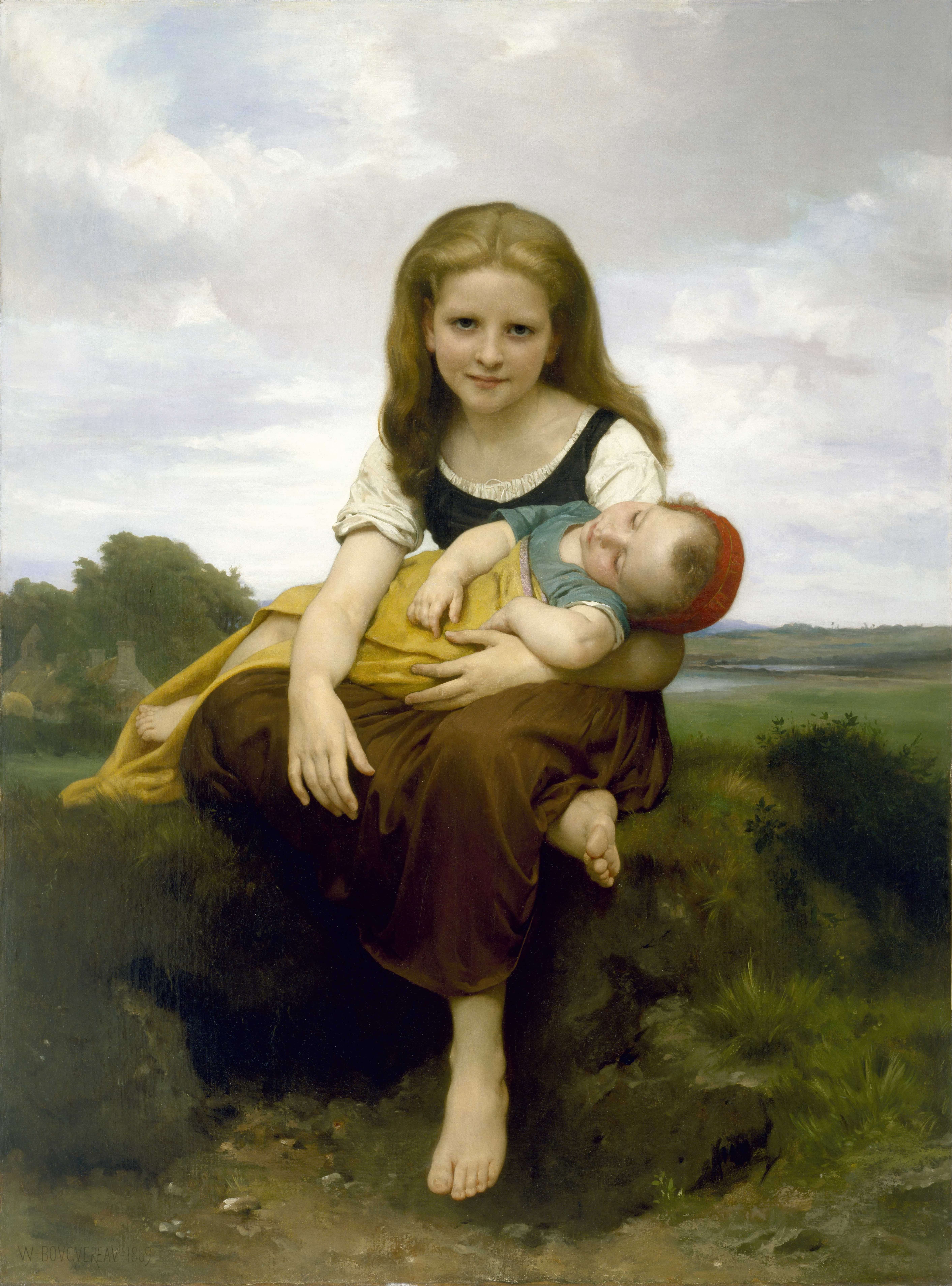 《姐姐》（The Elder Sister）｜威廉-阿道夫·布格罗 William-Adolphe Bouguereau｜1869