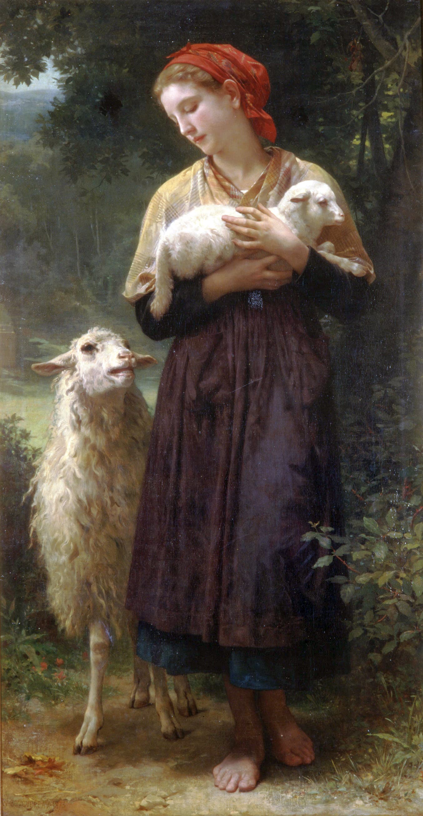 《牧羊女》（The Shepherdess）｜威廉-阿道夫·布格罗 William-Adolphe Bouguereau｜1873