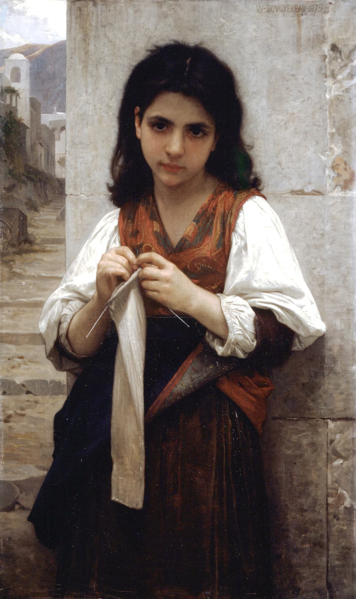 《小织女》（The Little Knitter）｜威廉-阿道夫·布格罗 William-Adolphe Bouguereau｜1874