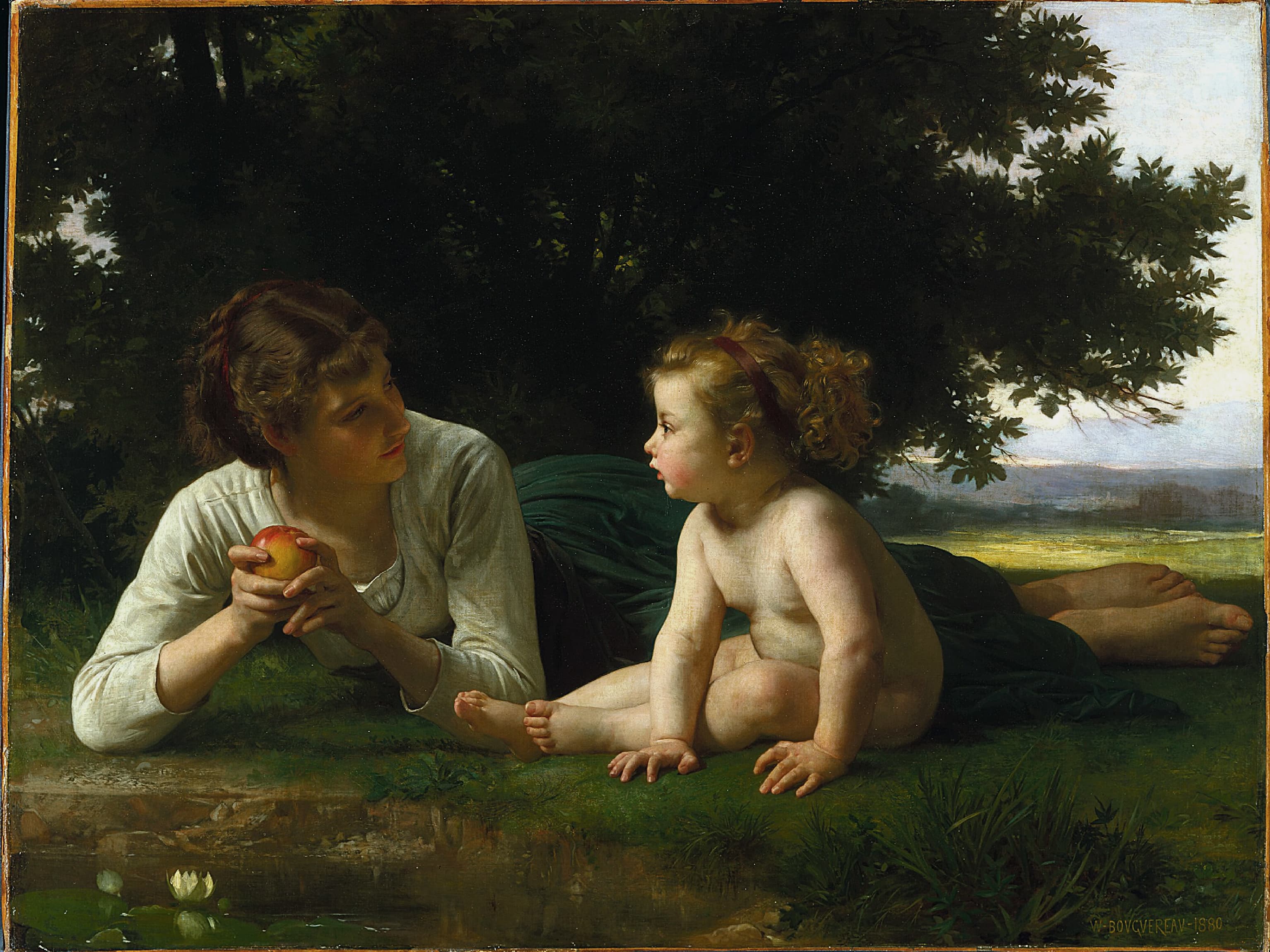《诱惑》（Temptation）｜威廉-阿道夫·布格罗 William-Adolphe Bouguereau｜1880