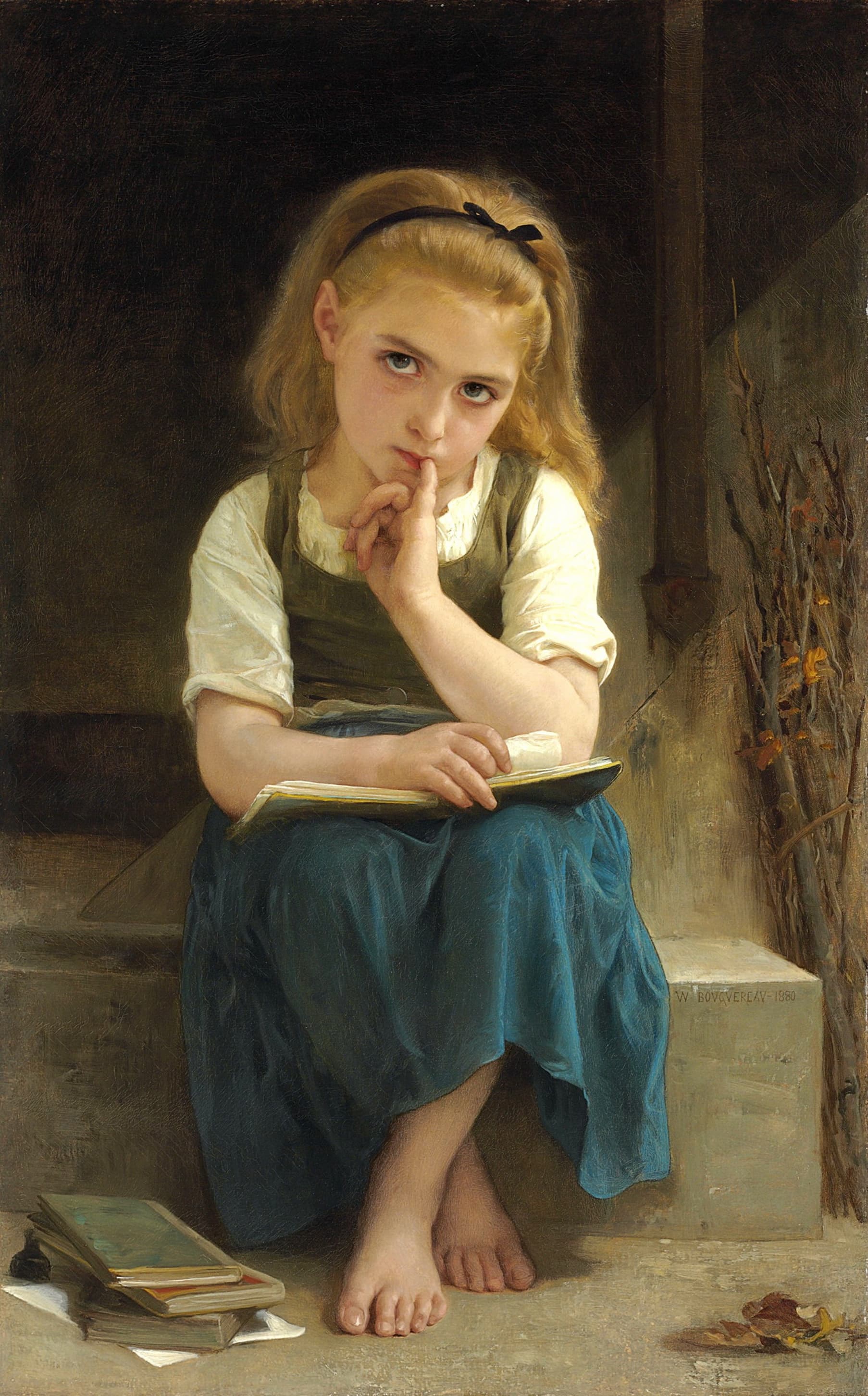 《艰难的一课》（The Difficult Lesson）｜威廉-阿道夫·布格罗 William-Adolphe Bouguereau｜1880