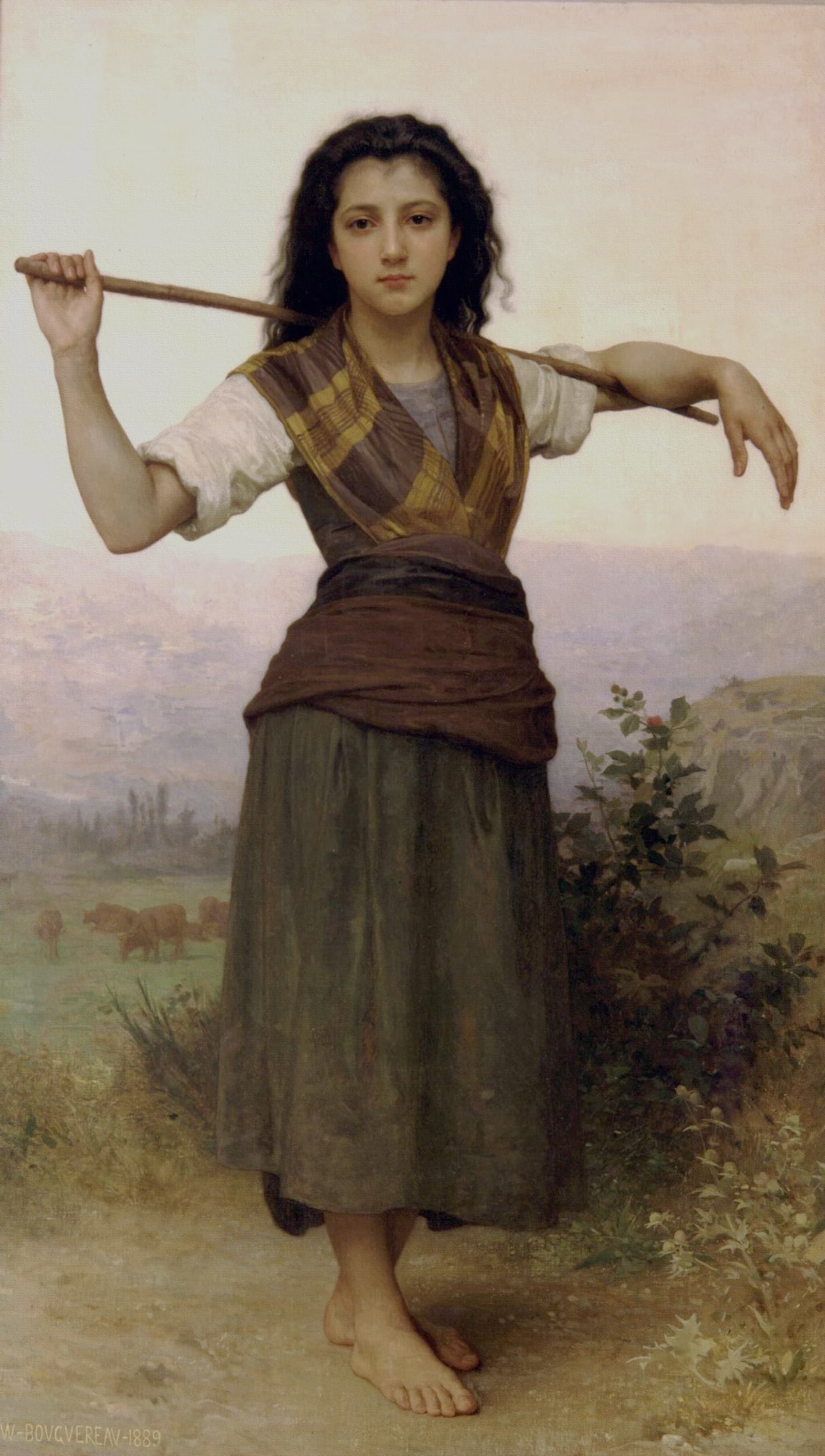 《牧羊女》（Shepherdess）｜威廉-阿道夫·布格罗 William-Adolphe Bouguereau｜1881