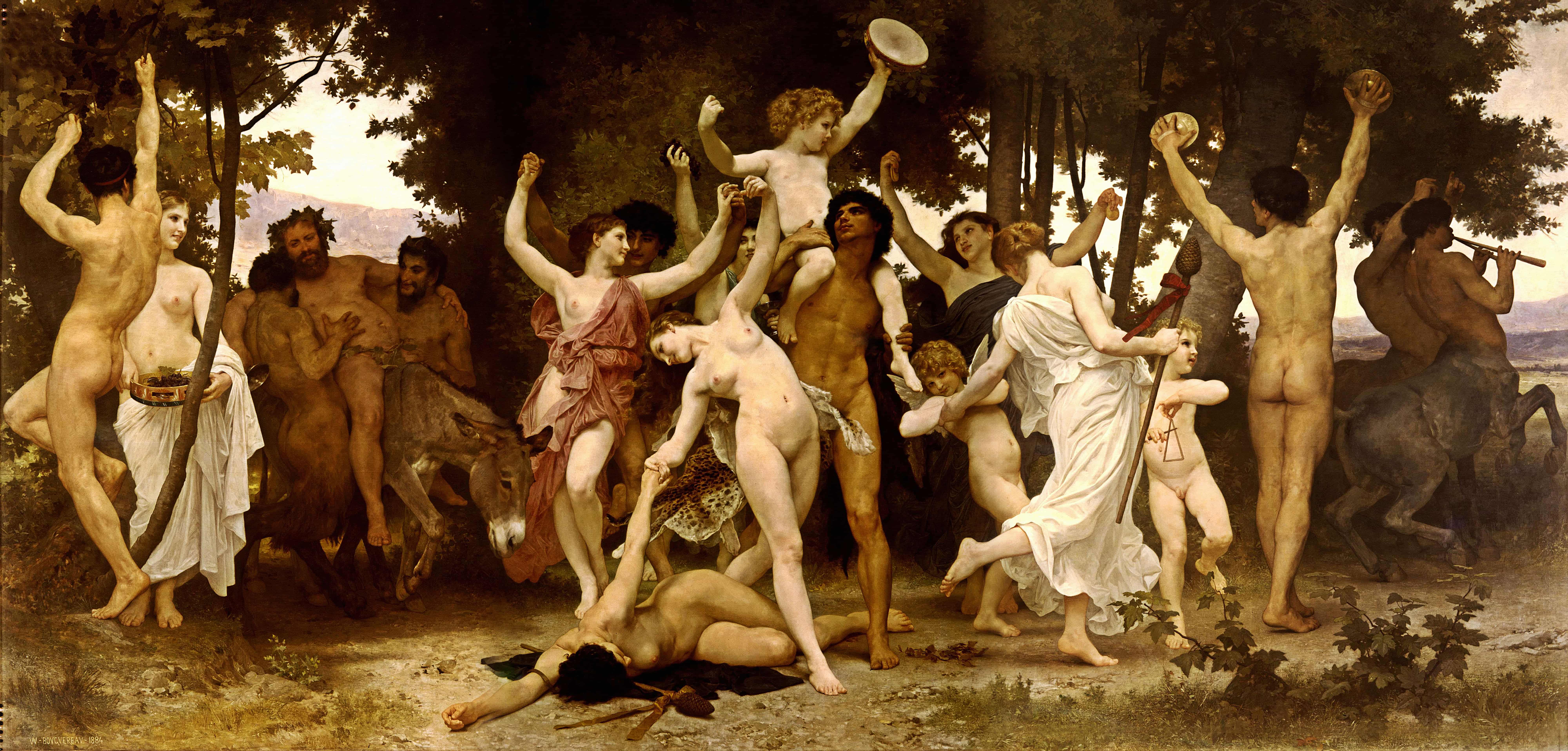 《酒神巴克斯的青春》（The Youth of Bacchus）｜威廉-阿道夫·布格罗 William-Adolphe Bouguereau｜1884