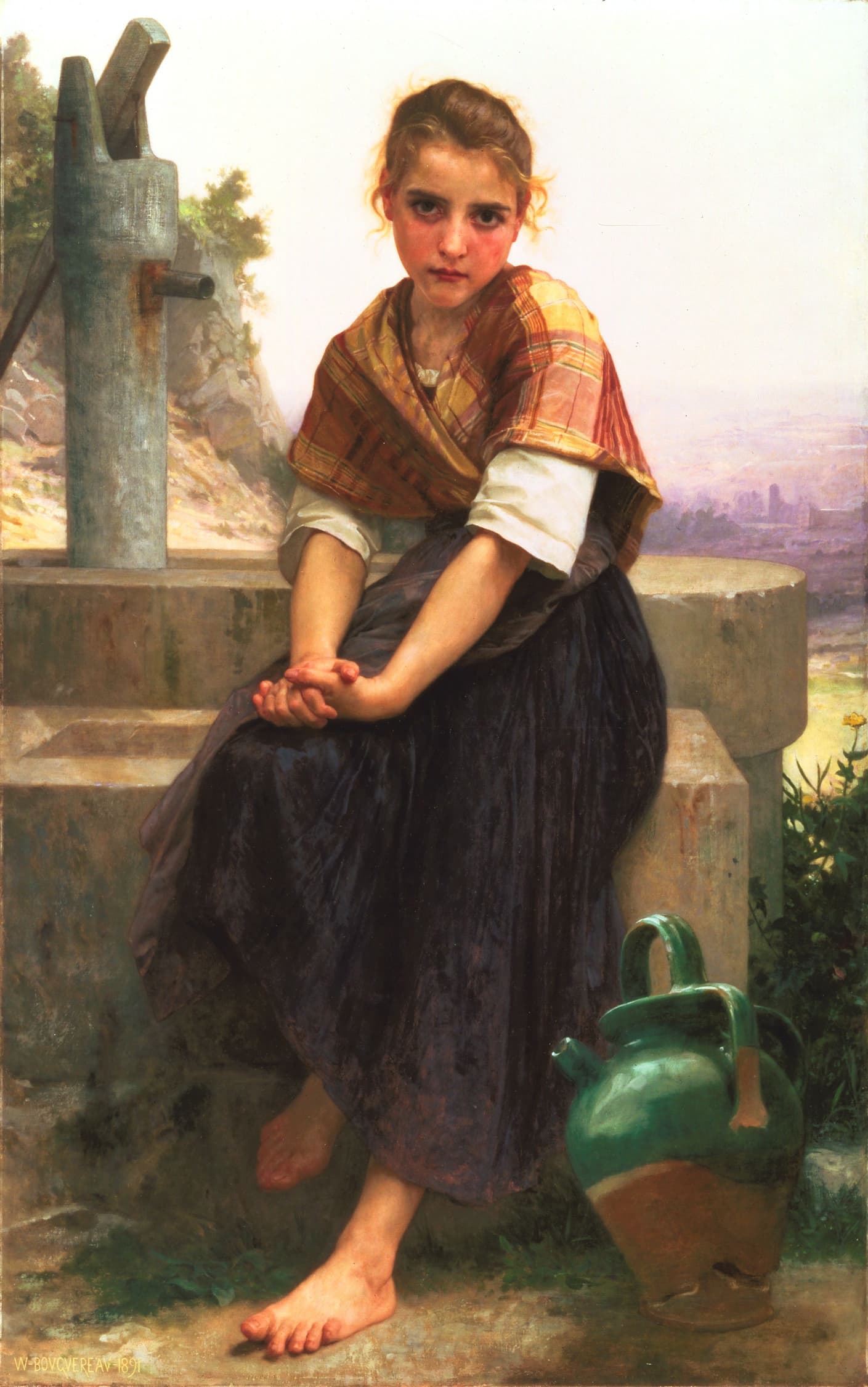 《破水罐》（The Broken Pitcher）｜威廉-阿道夫·布格罗 William-Adolphe Bouguereau｜1891
