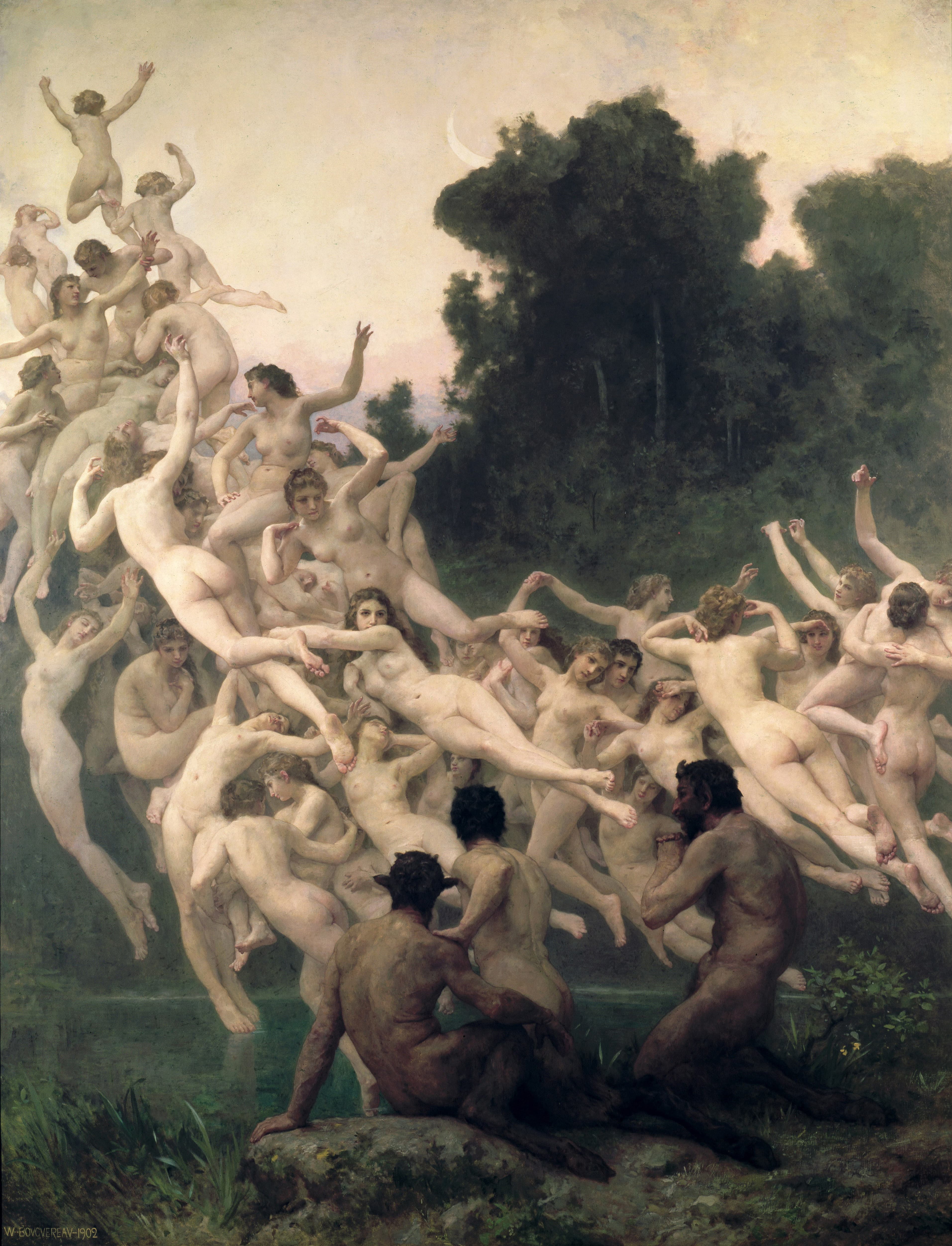 《奥瑞阿德斯山林仙女》（The Oreads）｜威廉-阿道夫·布格罗 William-Adolphe Bouguereau｜1902