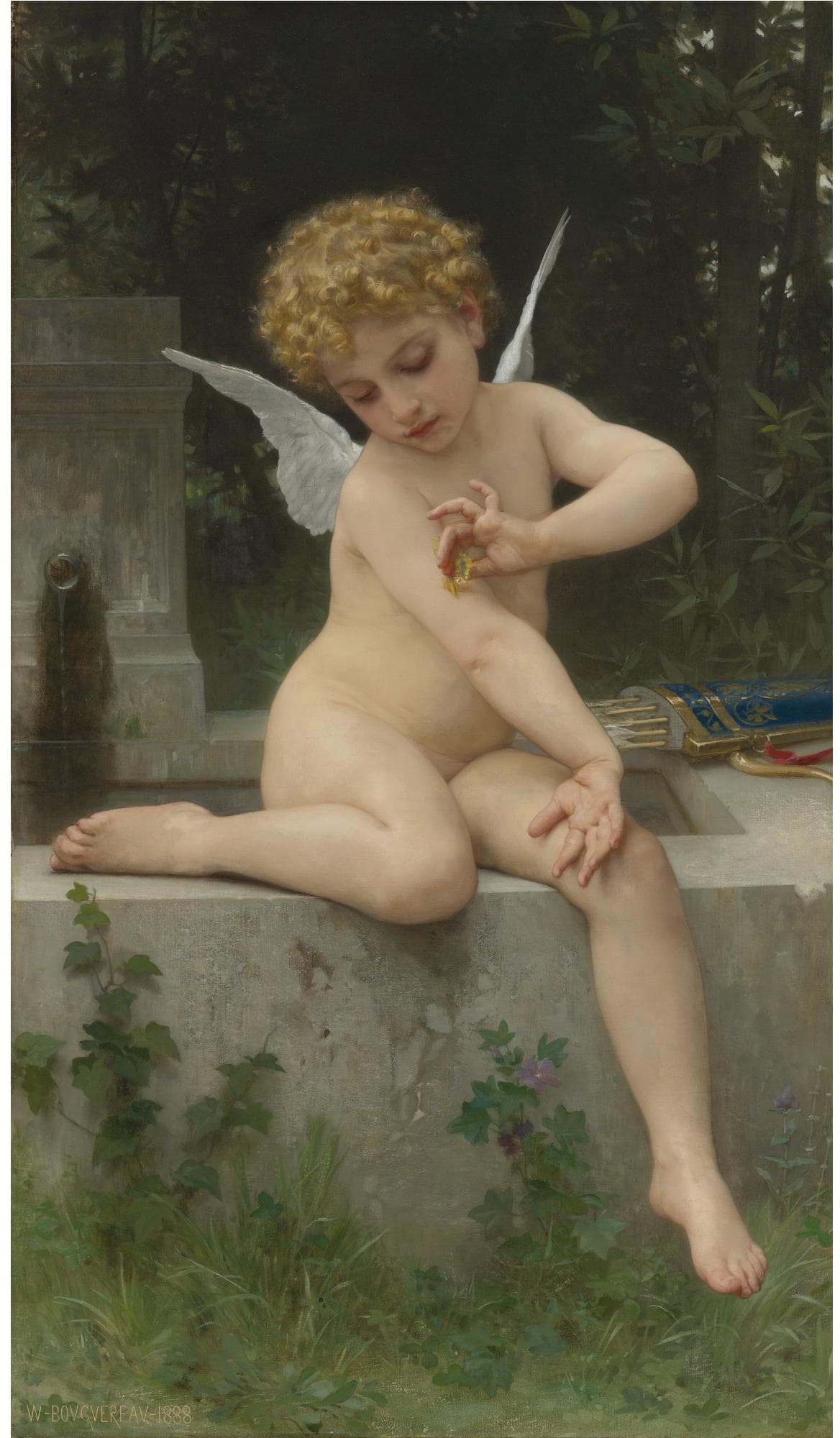 《手持蝴蝶的丘比特》（Cupid with Butterfly）｜威廉-阿道夫·布格罗 William-Adolphe Bouguereau｜1888