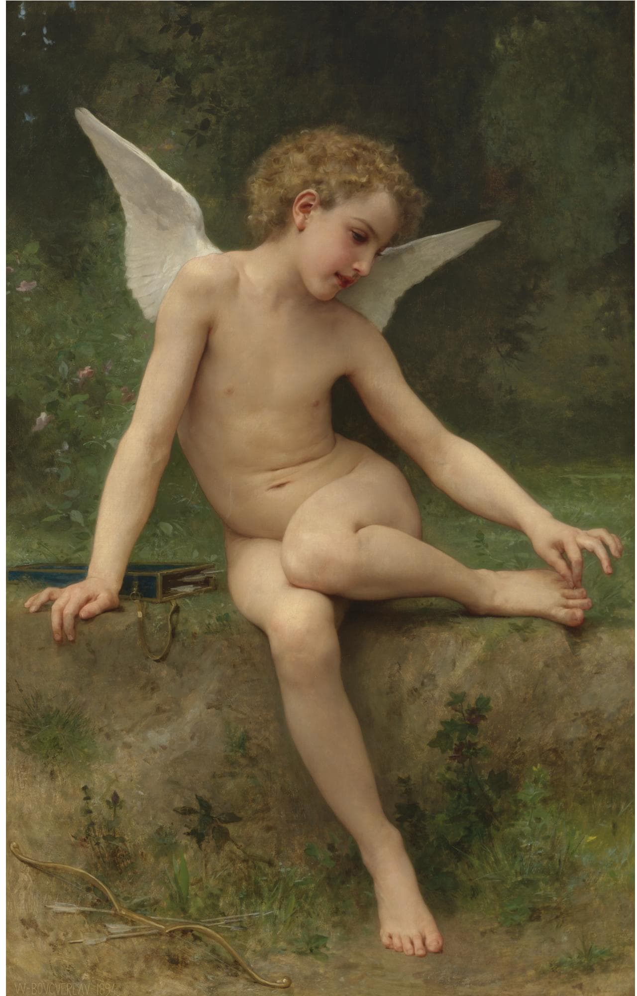《刺伤的丘比特》（Cupid with Thorn）｜威廉-阿道夫·布格罗 William-Adolphe Bouguereau｜1894