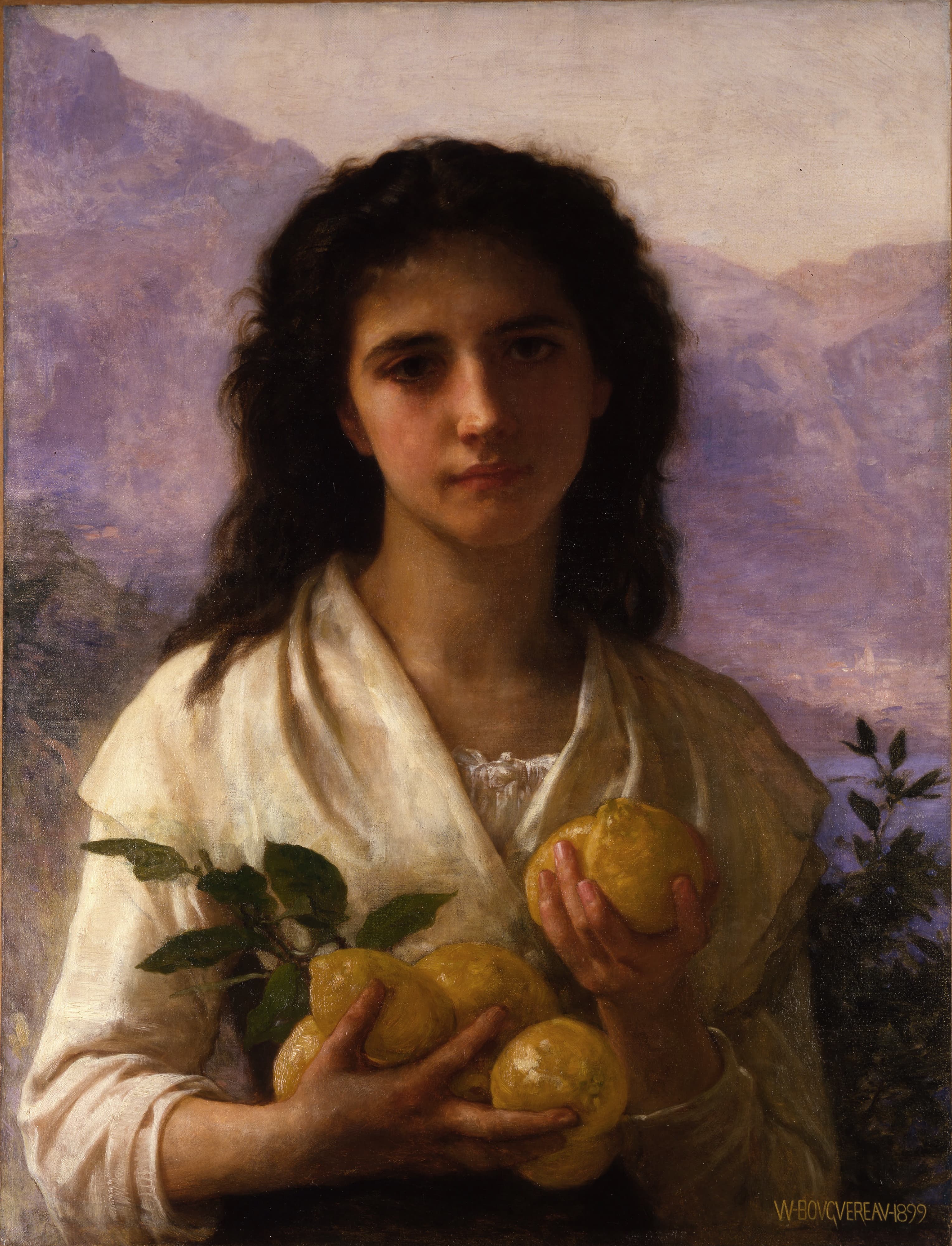《手持柠檬的少女》（Girl Holding Lemons）｜威廉-阿道夫·布格罗 William-Adolphe Bouguereau｜1899