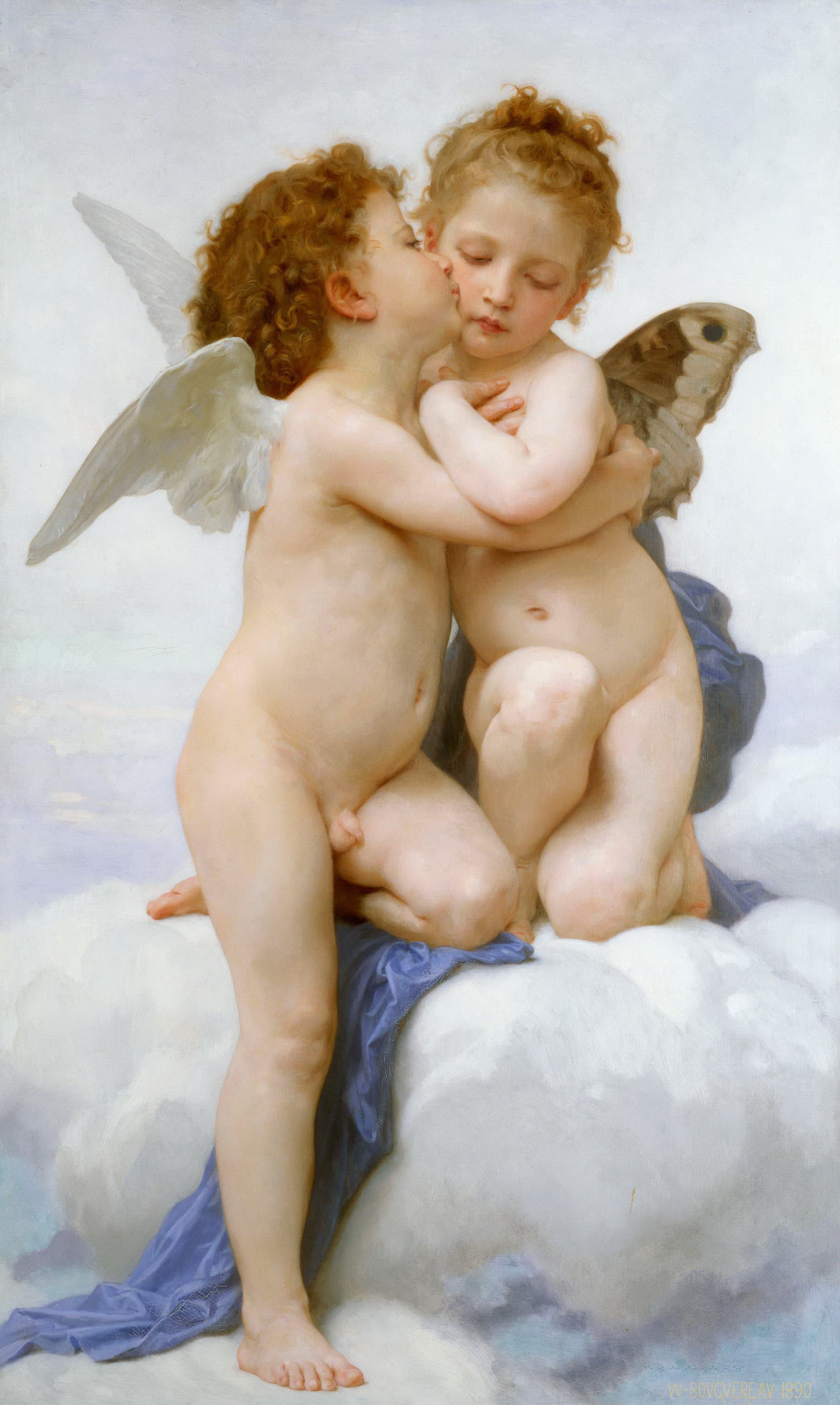 《儿时的爱神与普赛克》（Cupid and Psyche as Children）｜威廉-阿道夫·布格罗 William-Adolphe Bouguereau｜1890