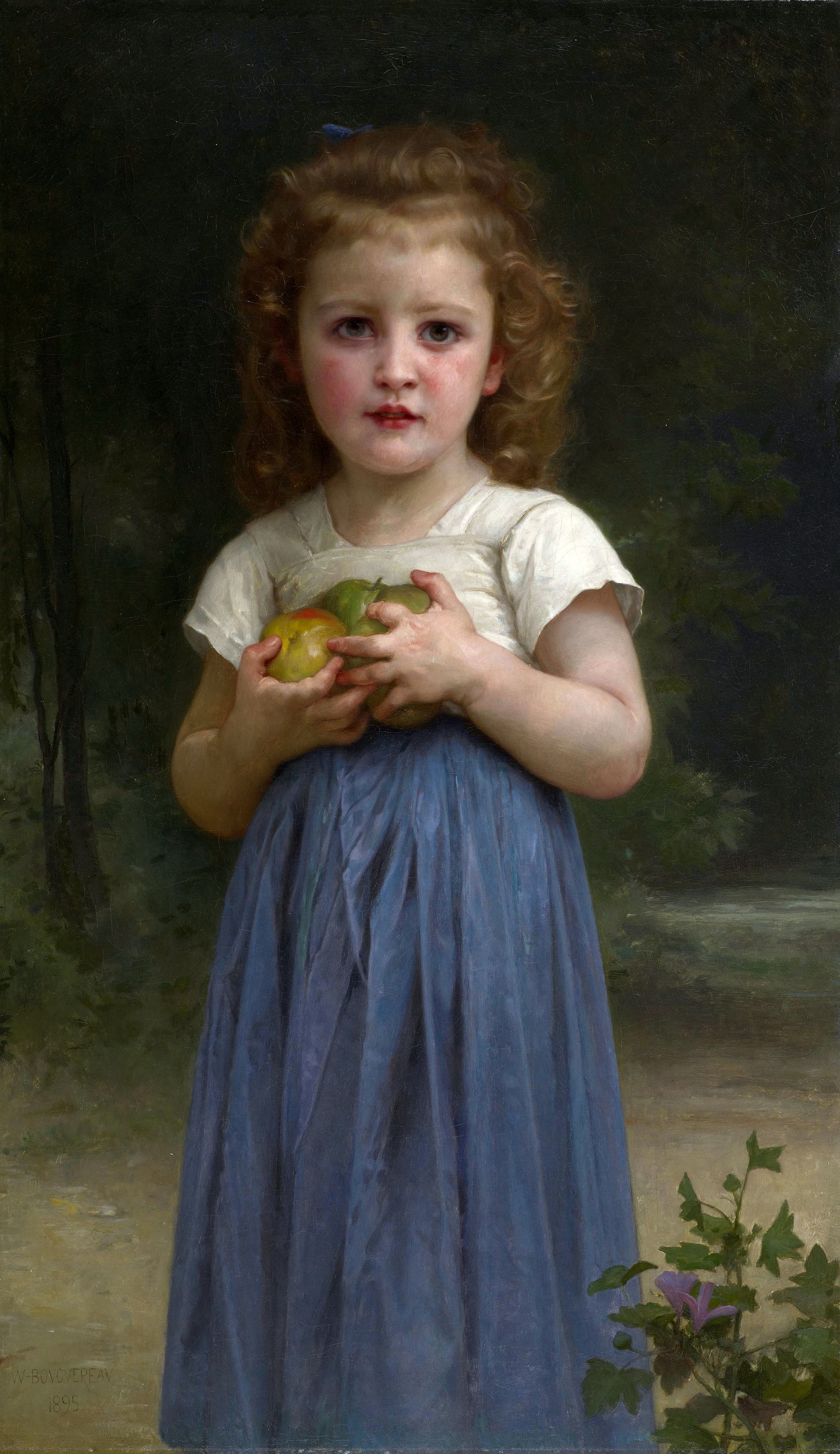 《手持苹果的小女孩》（Little Girl Holding Apples）｜威廉-阿道夫·布格罗 William-Adolphe Bouguereau
