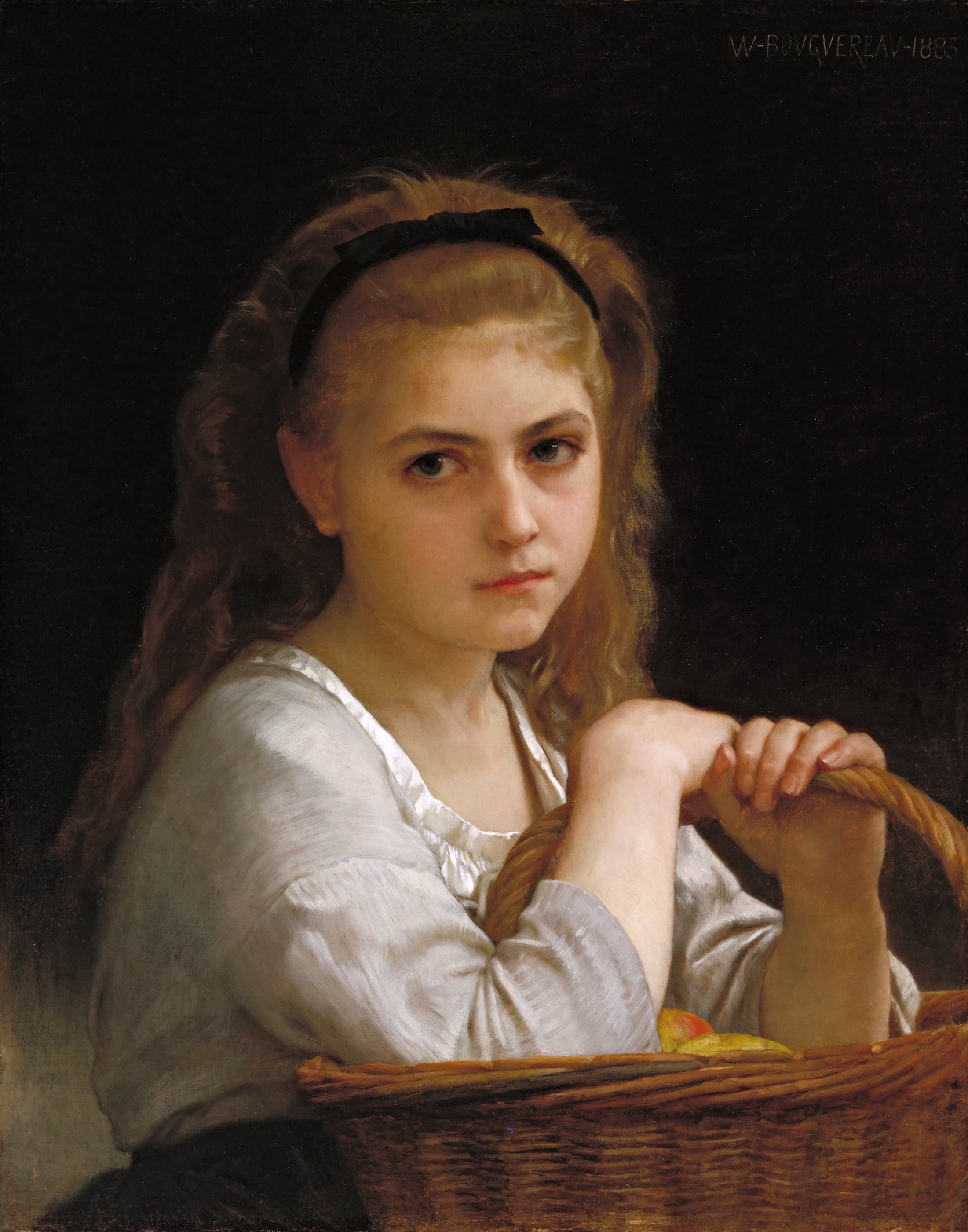 《手持果篮的少女》（Young Girl with a Basket of Fruit）｜威廉-阿道夫·布格罗 William-Adolphe Bouguereau