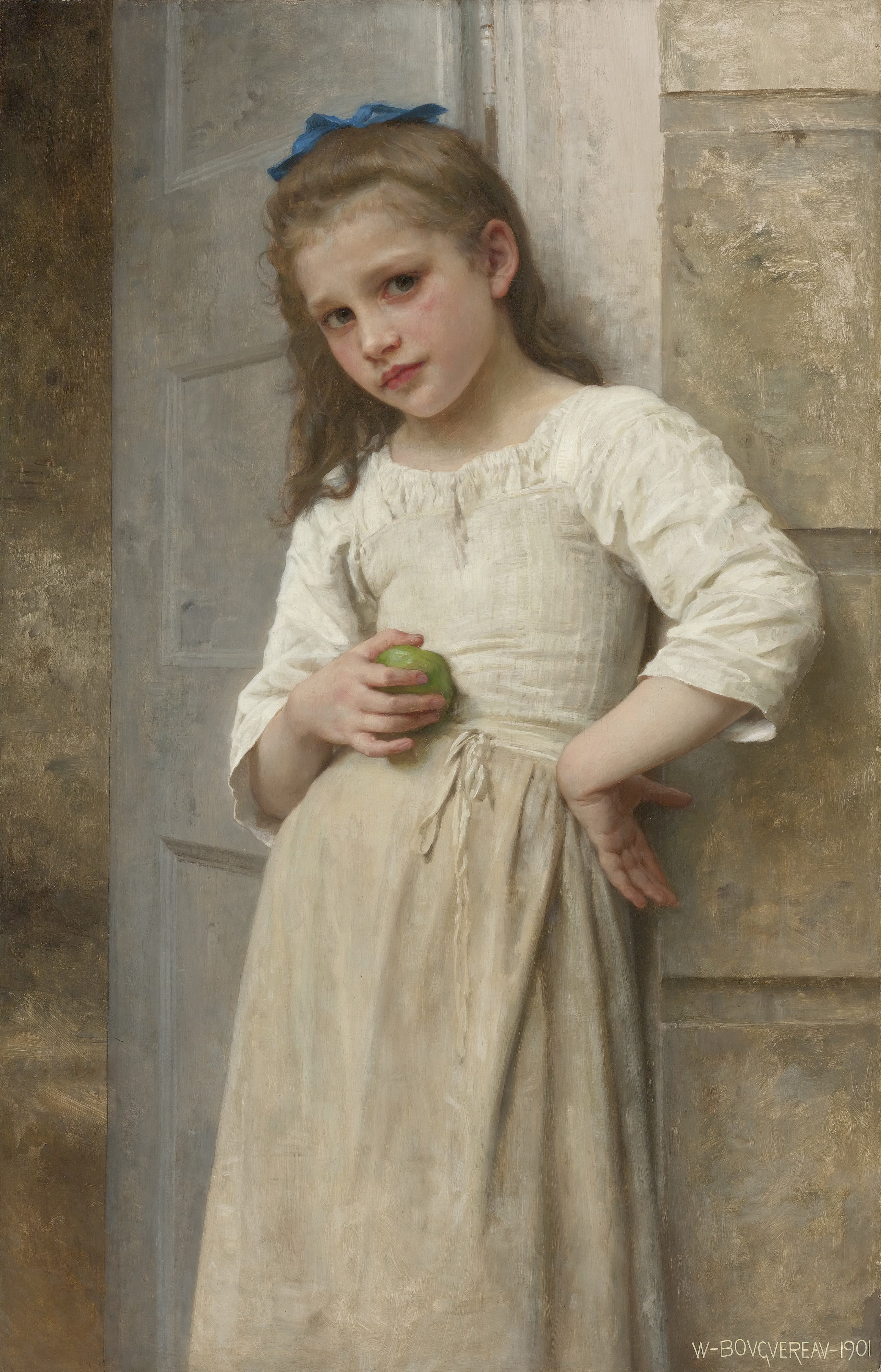 《门口的伊冯娜》（Yvonne on the Doorstep）｜威廉-阿道夫·布格罗 William-Adolphe Bouguereau｜1901