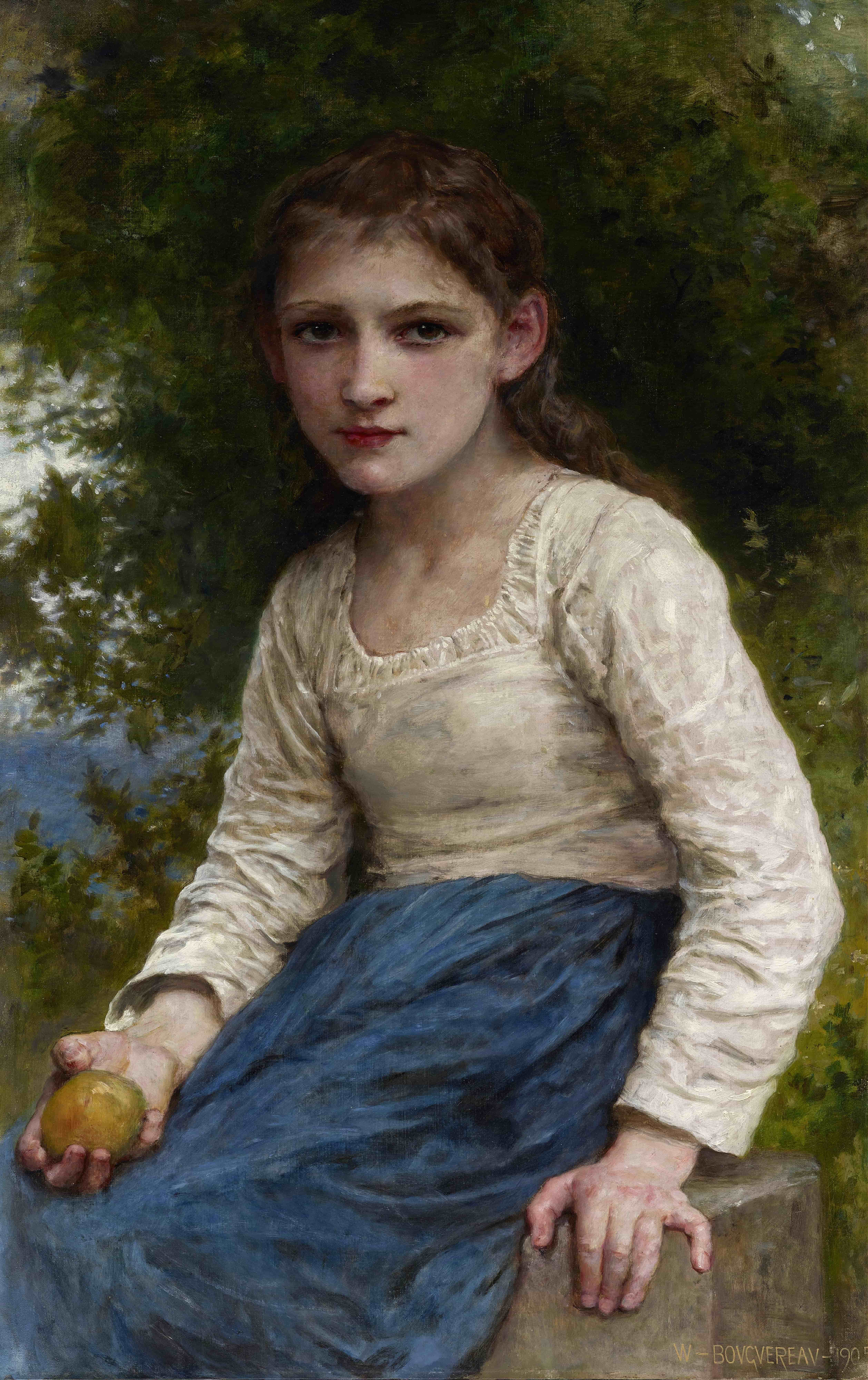 《手持苹果的少女》（Girl with an Apple）｜威廉-阿道夫·布格罗 William-Adolphe Bouguereau｜1905