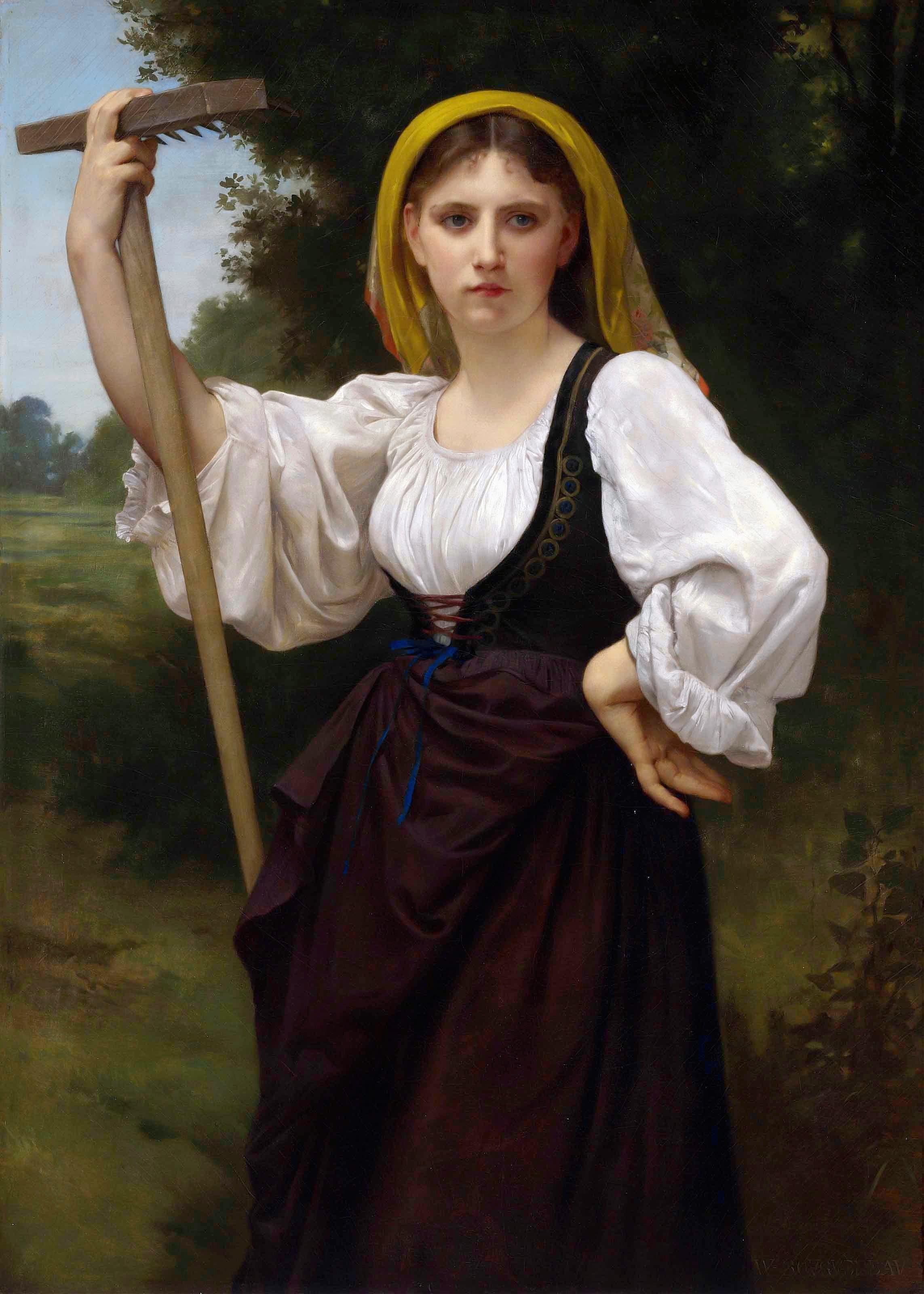 《翻晒干草的女子》（La faneuse）｜威廉-阿道夫·布格罗 William-Adolphe Bouguereau｜1870