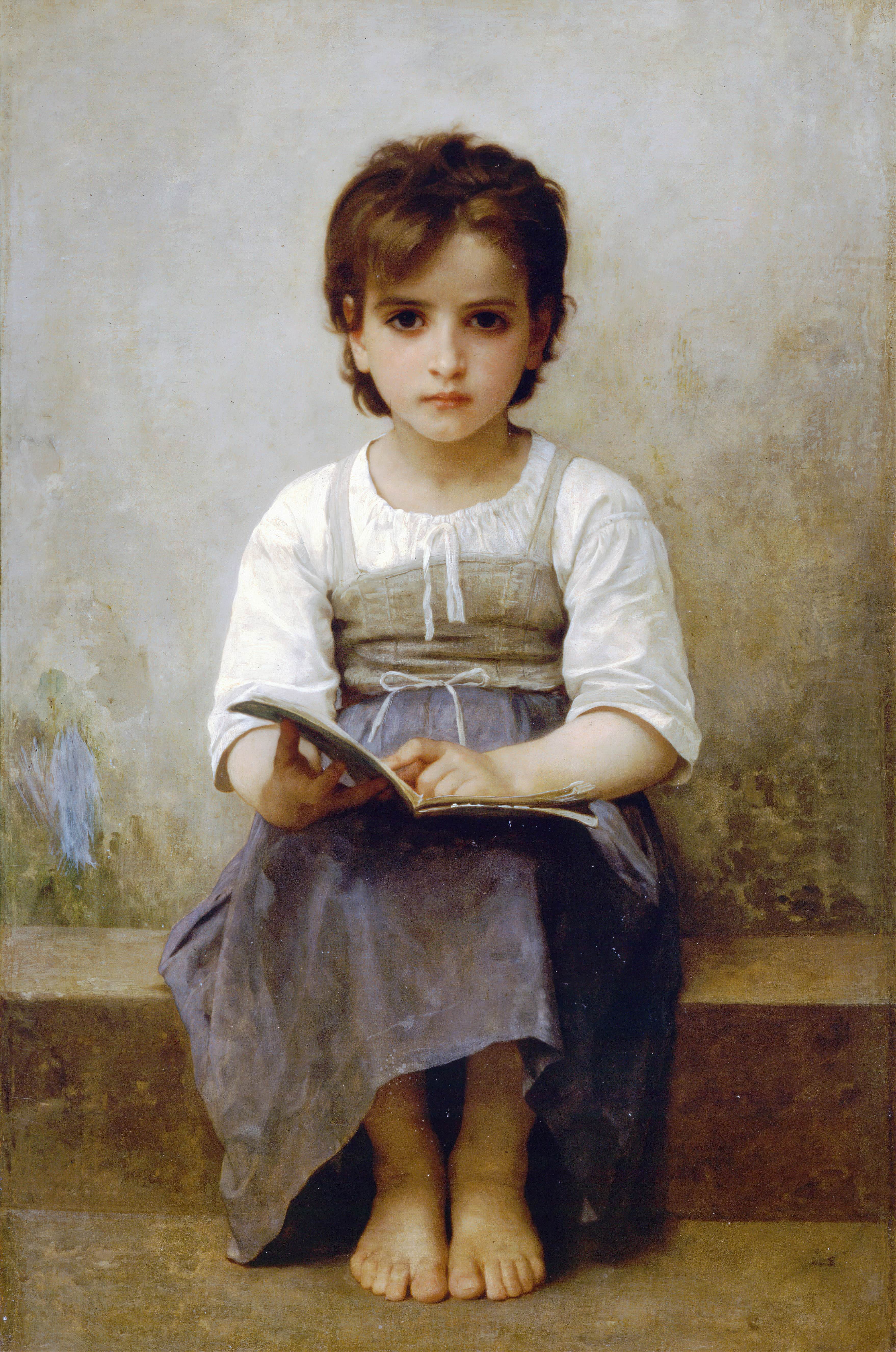 《艰难的一课》（The hard lesson）｜威廉-阿道夫·布格罗 William-Adolphe Bouguereau｜1884
