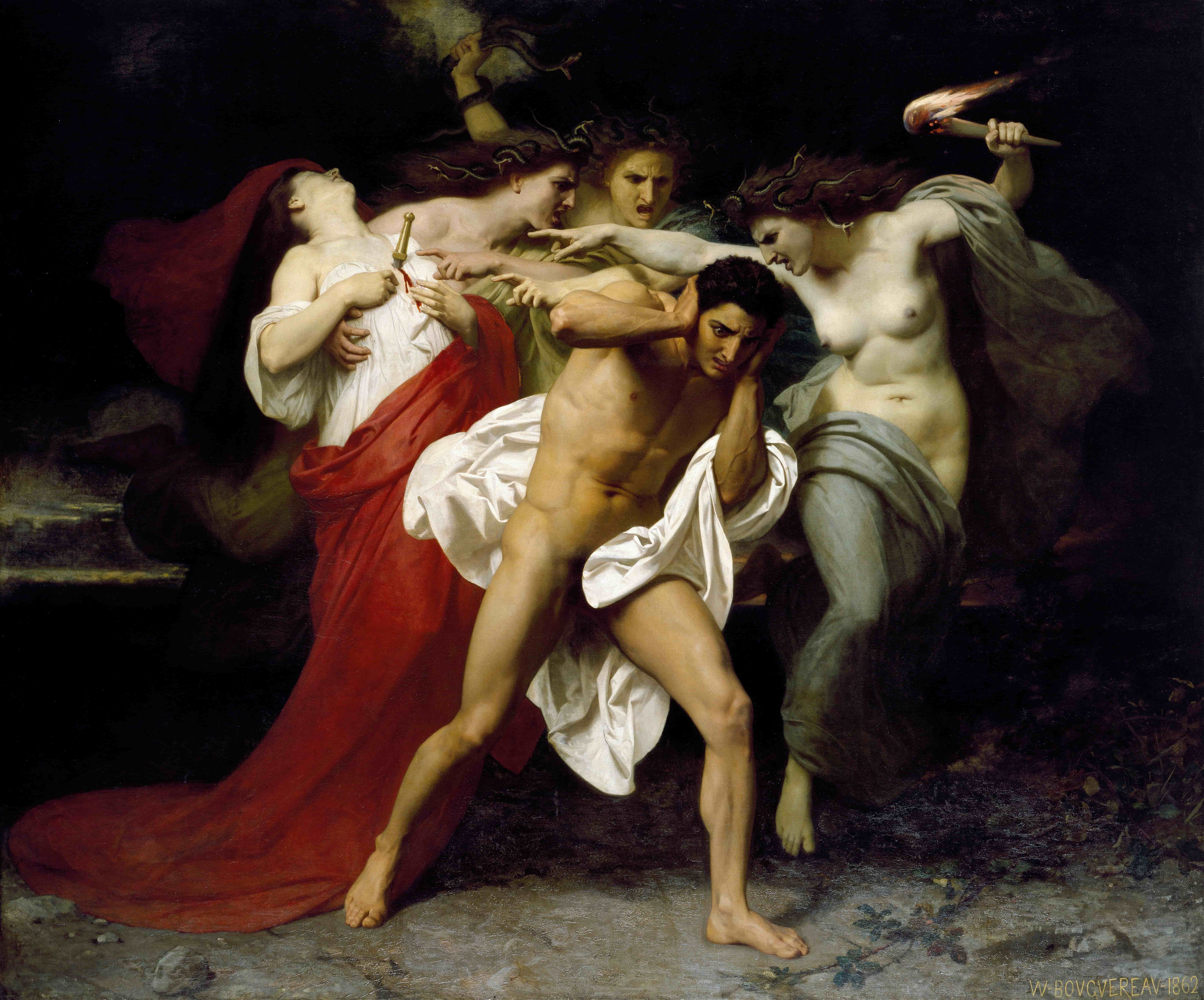 《被复仇女神追赶的俄瑞斯忒斯》（Orestes Pursued By The Furies）｜威廉-阿道夫·布格罗 William-Adolphe Bouguereau｜1862