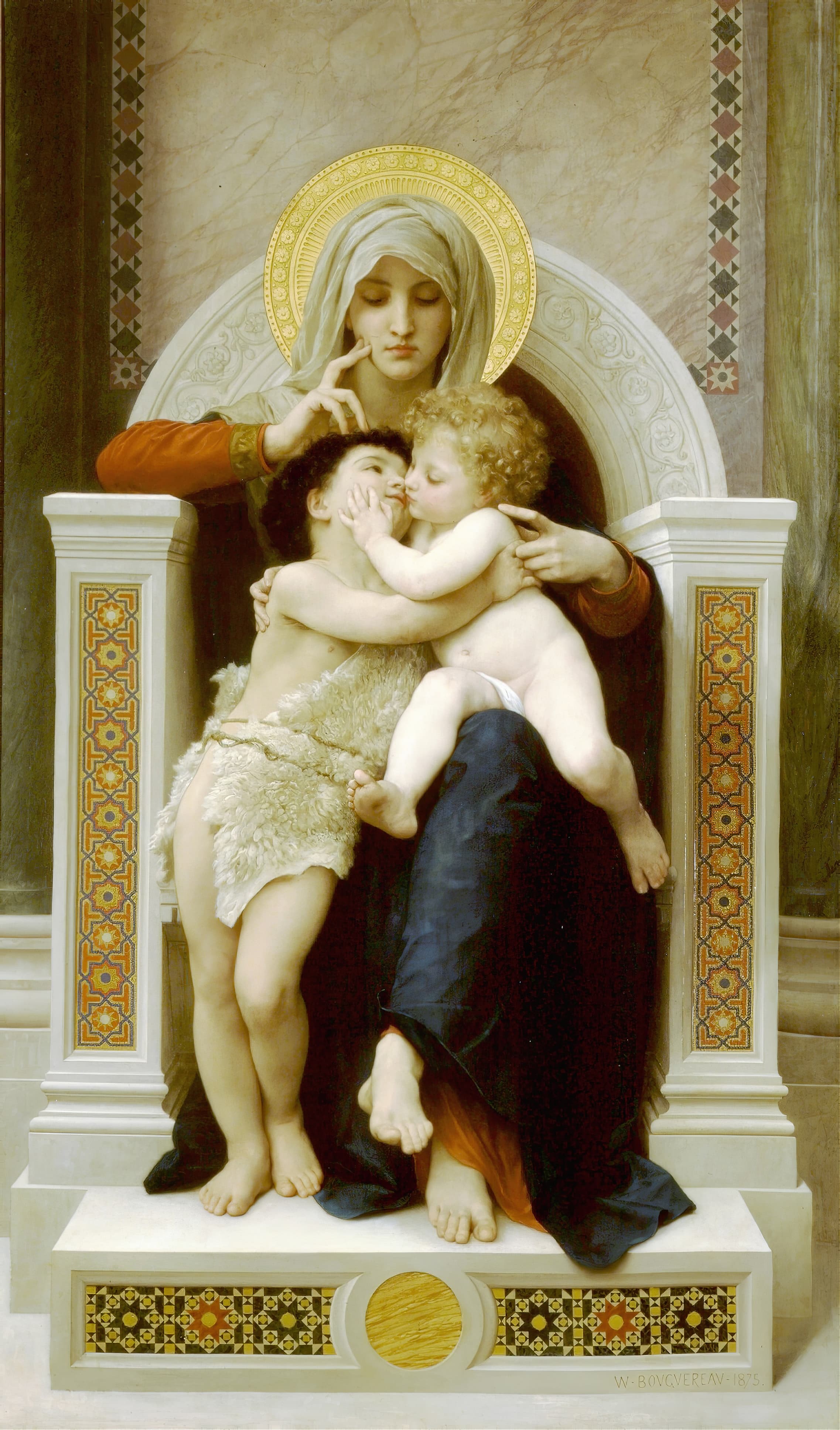 《圣母子与施洗者约翰》（Madonna with child and John the Baptist）｜威廉-阿道夫·布格罗 William-Adolphe Bouguereau｜1875