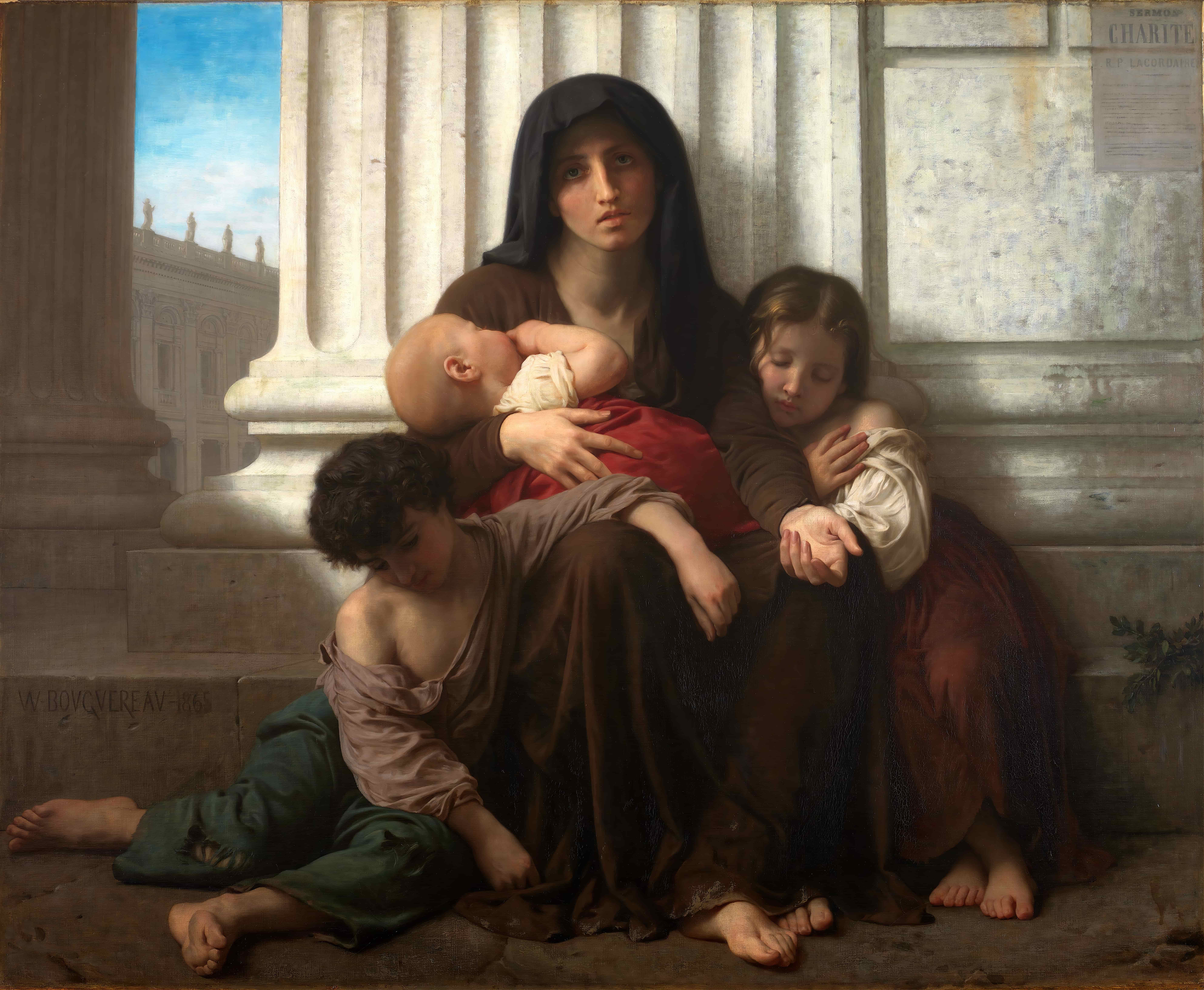 《慈善》（Charity）｜威廉-阿道夫·布格罗 William-Adolphe Bouguereau｜1865