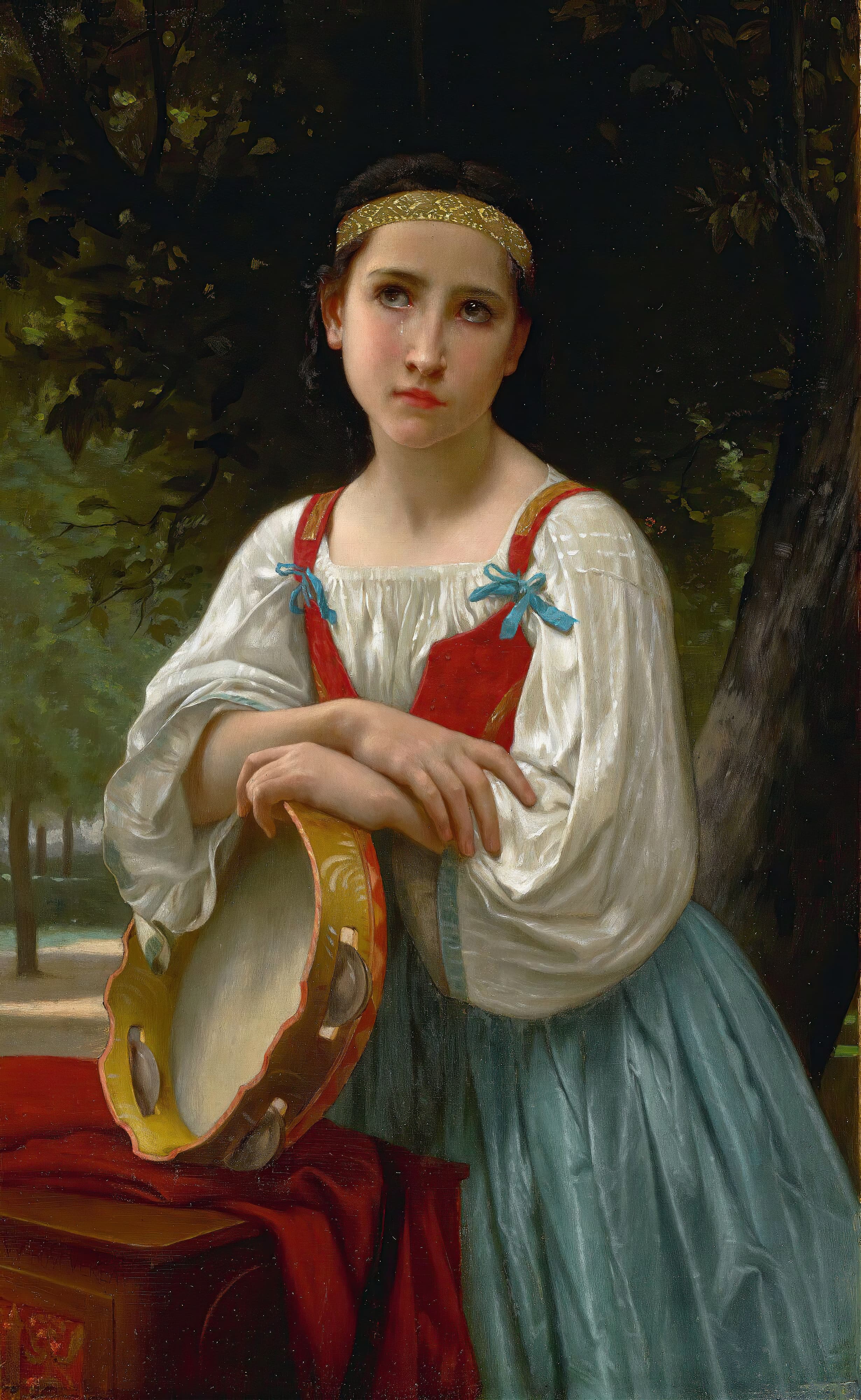 《手持巴斯克鼓的波希米亚女子》（Bohémienne Au Tambour De Basque）｜威廉-阿道夫·布格罗 William-Adolphe Bouguereau｜不明