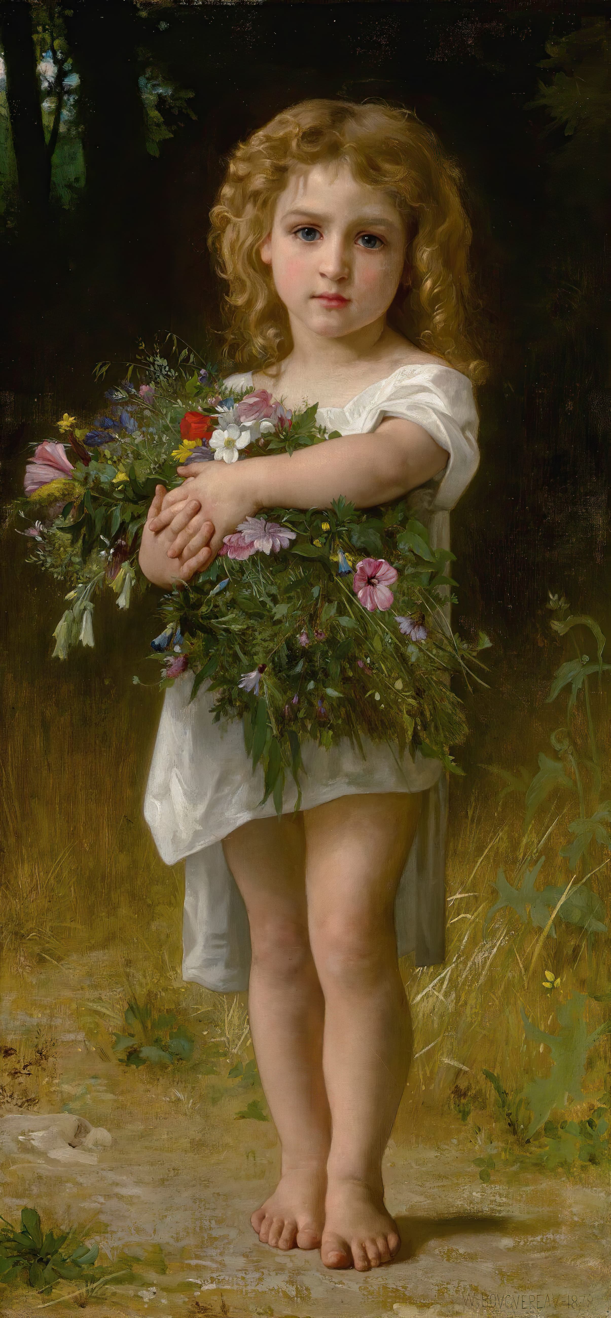《春之花》（Fleurs De Printemps）｜威廉-阿道夫·布格罗 William-Adolphe Bouguereau｜1878