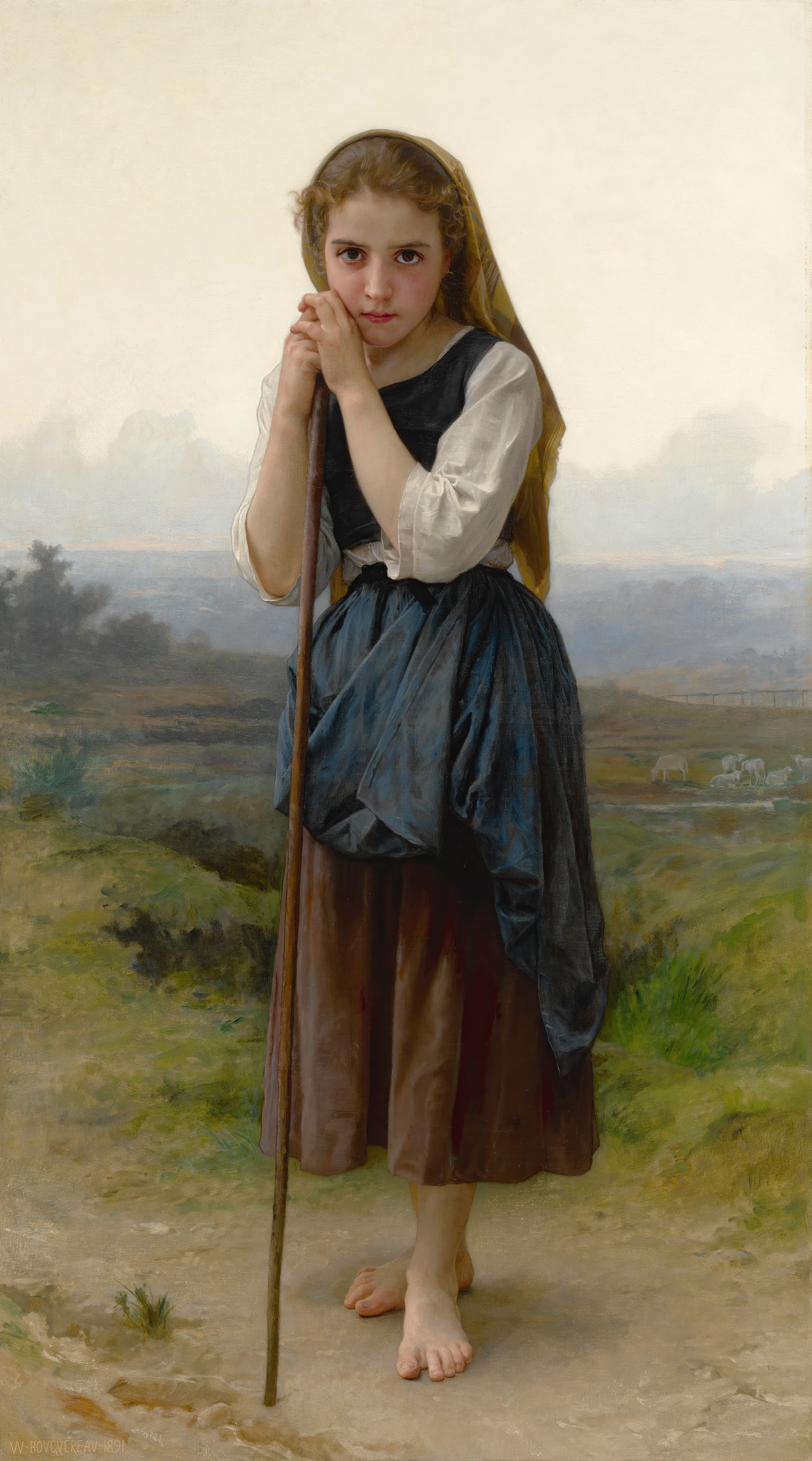 《小牧羊女》（Petite Bergère）｜威廉-阿道夫·布格罗 William-Adolphe Bouguereau｜1891