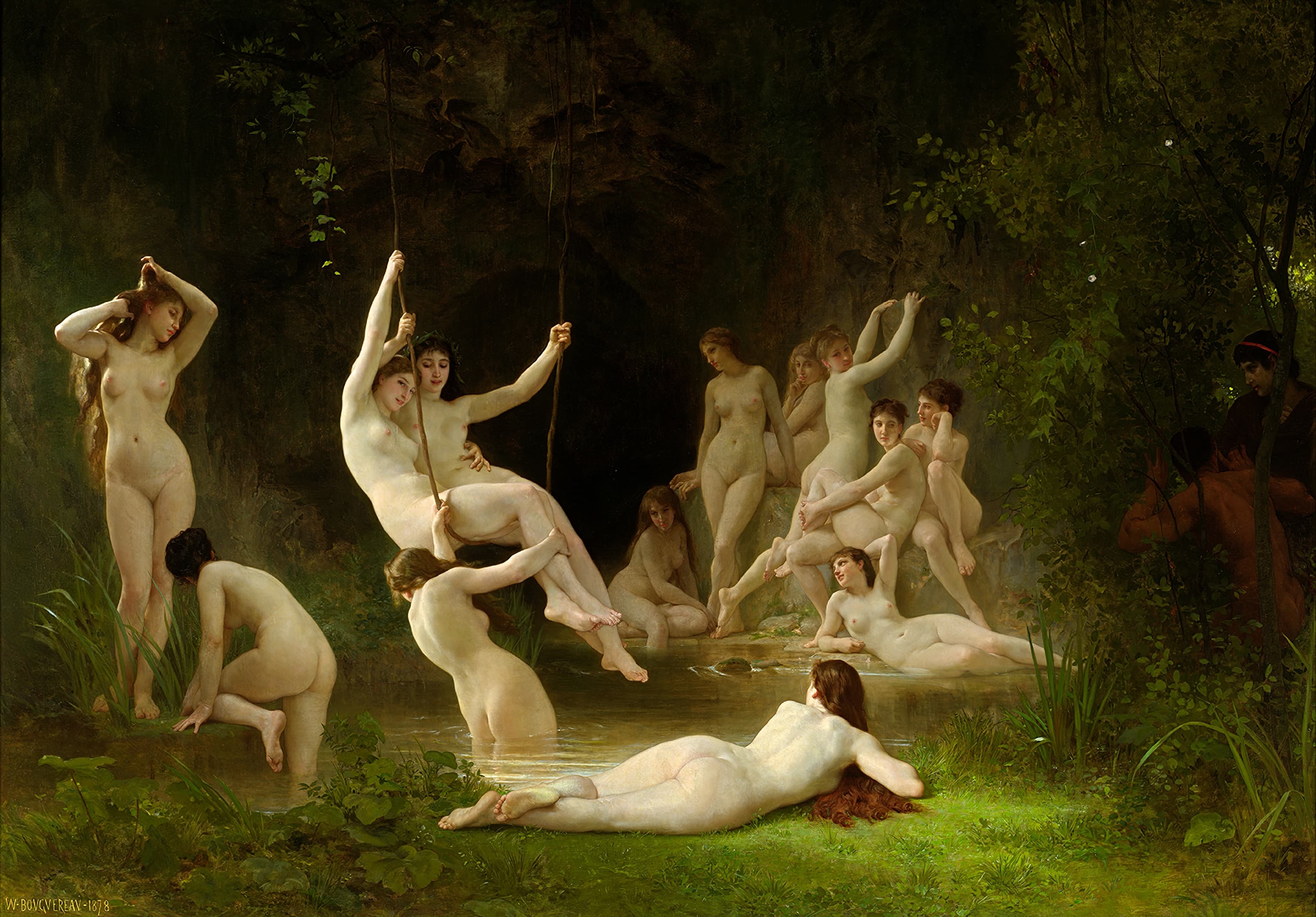 《宁芙水榭》（Nymphaeum）｜威廉-阿道夫·布格罗 William-Adolphe Bouguereau｜1878