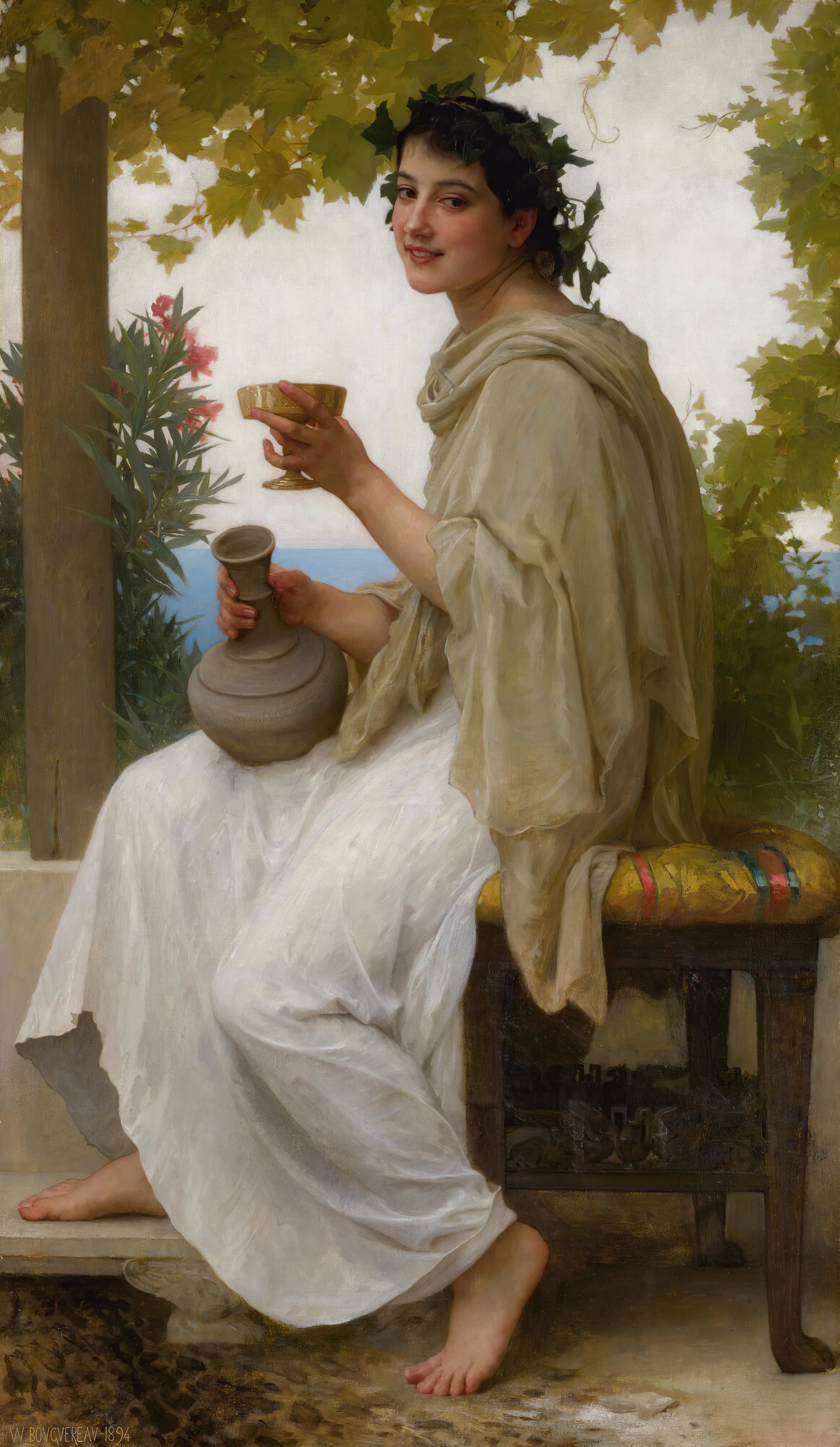 《酒神女信徒》（Bacchante）｜威廉-阿道夫·布格罗 William-Adolphe Bouguereau｜1894
