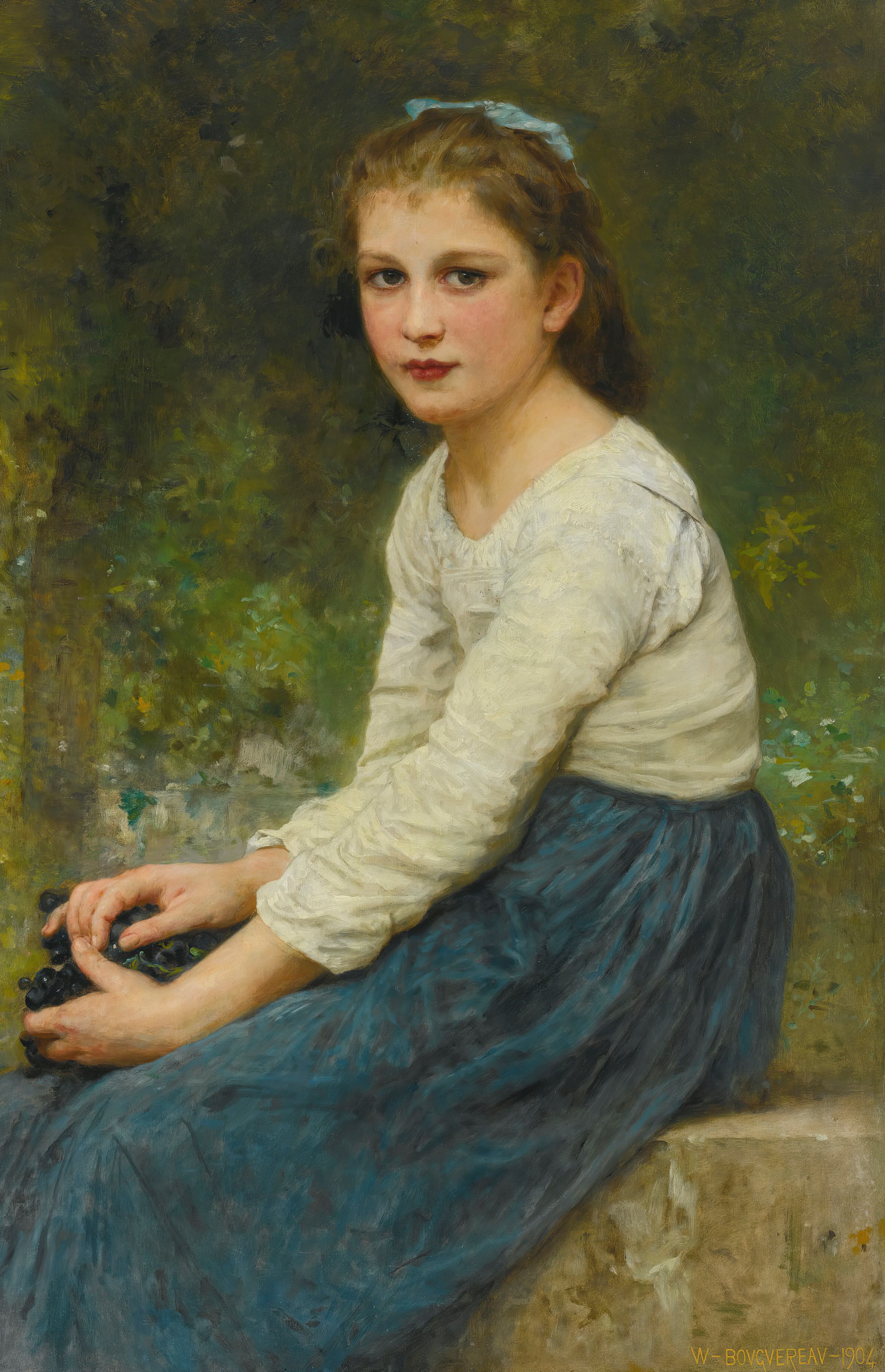 《拿着葡萄的少女》（Jeune Fille Aux Raisins）｜威廉-阿道夫·布格罗 William-Adolphe Bouguereau｜1904