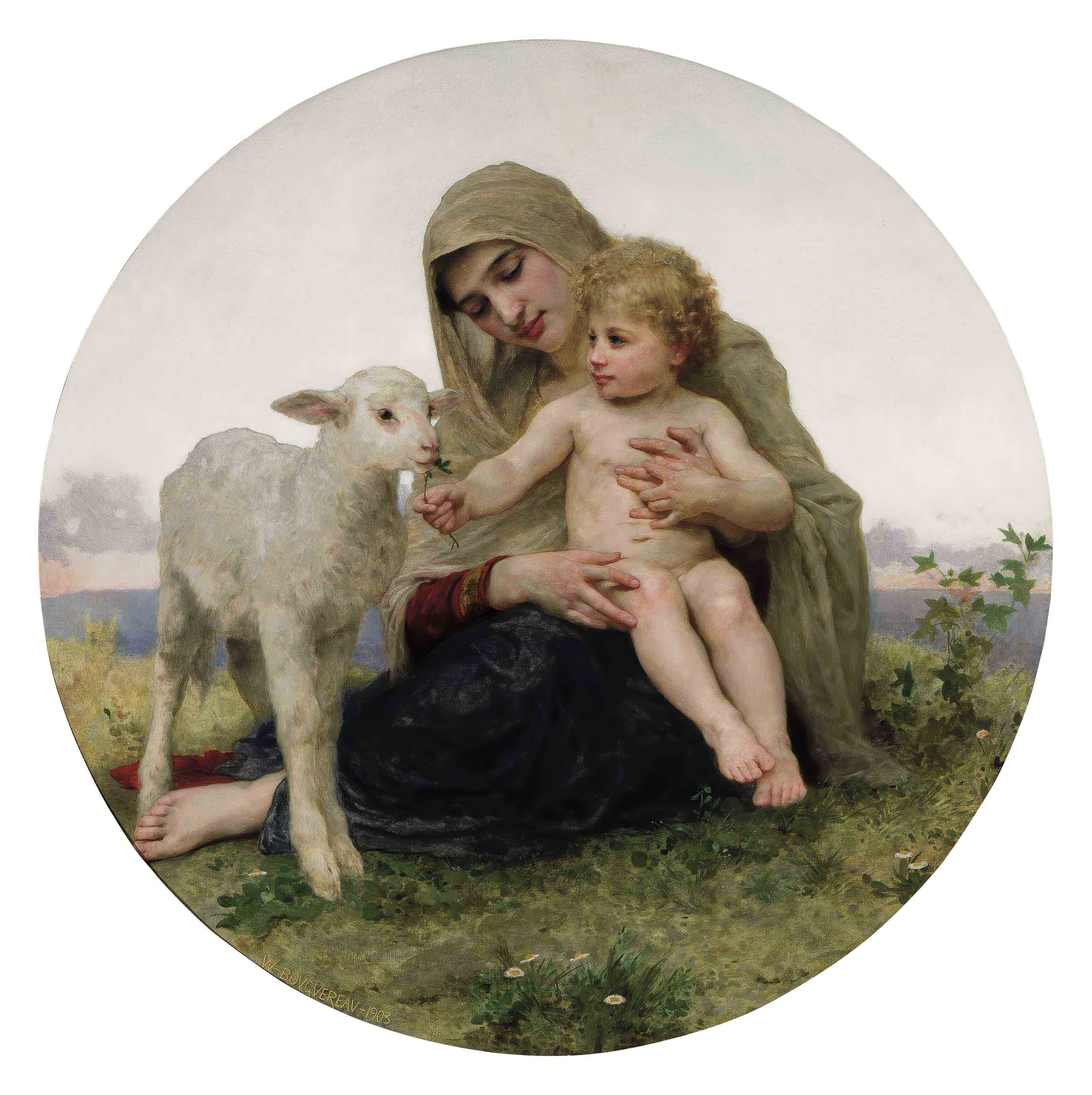 《圣母与羔羊》（La Vierge à l’agneau）｜威廉-阿道夫·布格罗 William-Adolphe Bouguereau｜1903