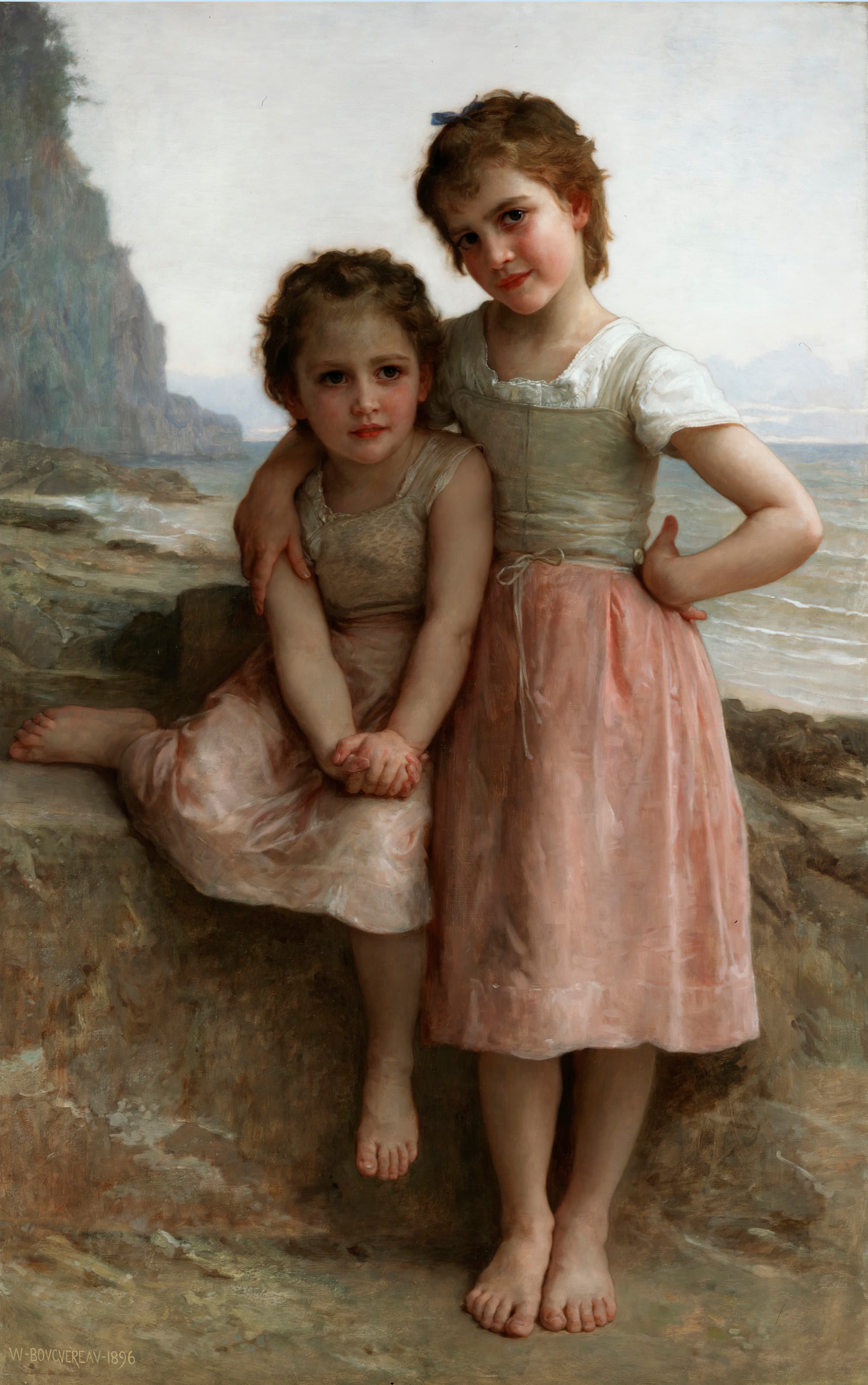 《海岸上的姐妹》（Sisters on the Shore）｜威廉-阿道夫·布格罗 William-Adolphe Bouguereau｜1896