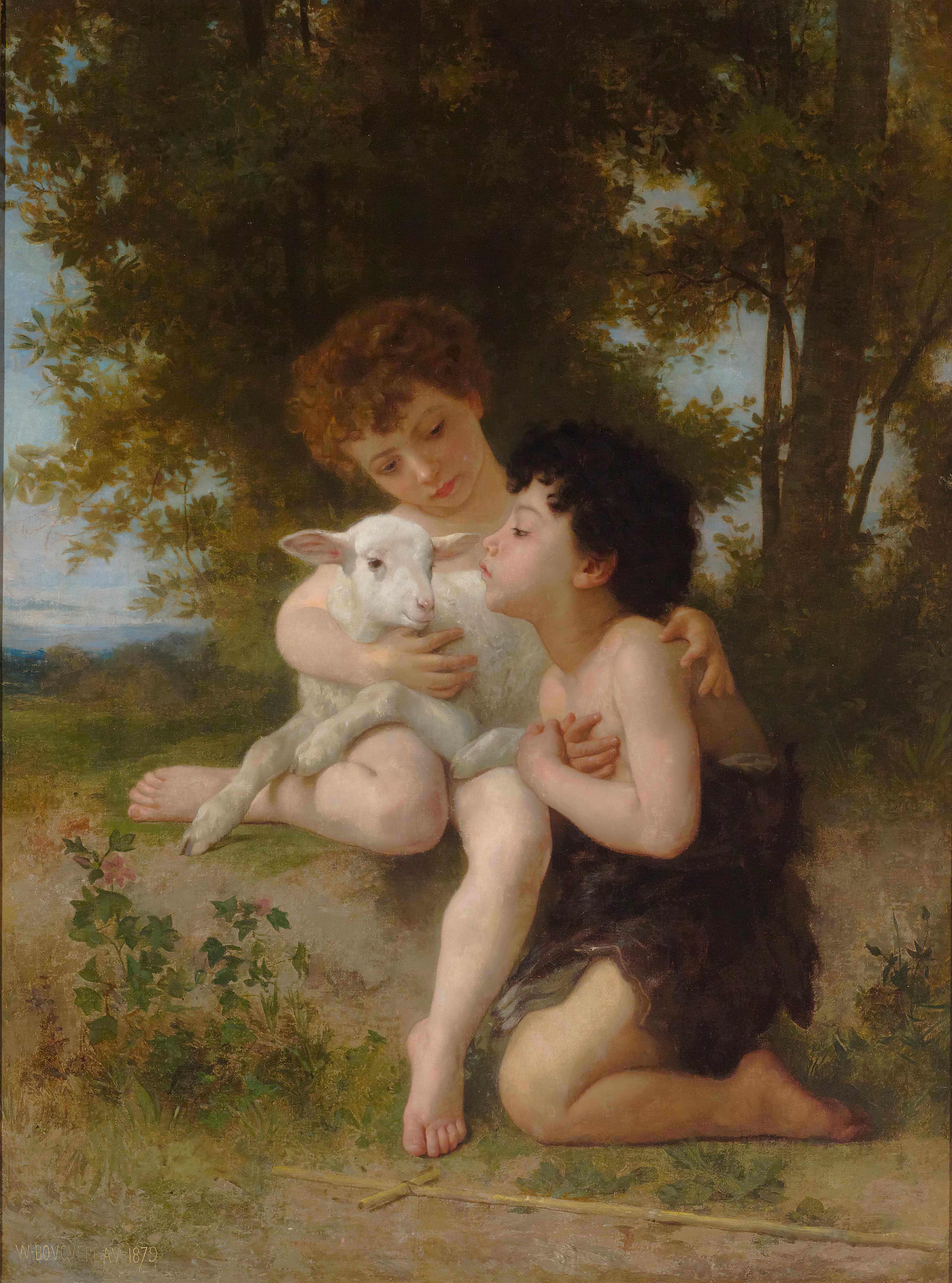 《孩子与羔羊》（Les Enfants à L’Agneau）｜威廉-阿道夫·布格罗 William-Adolphe Bouguereau｜1879