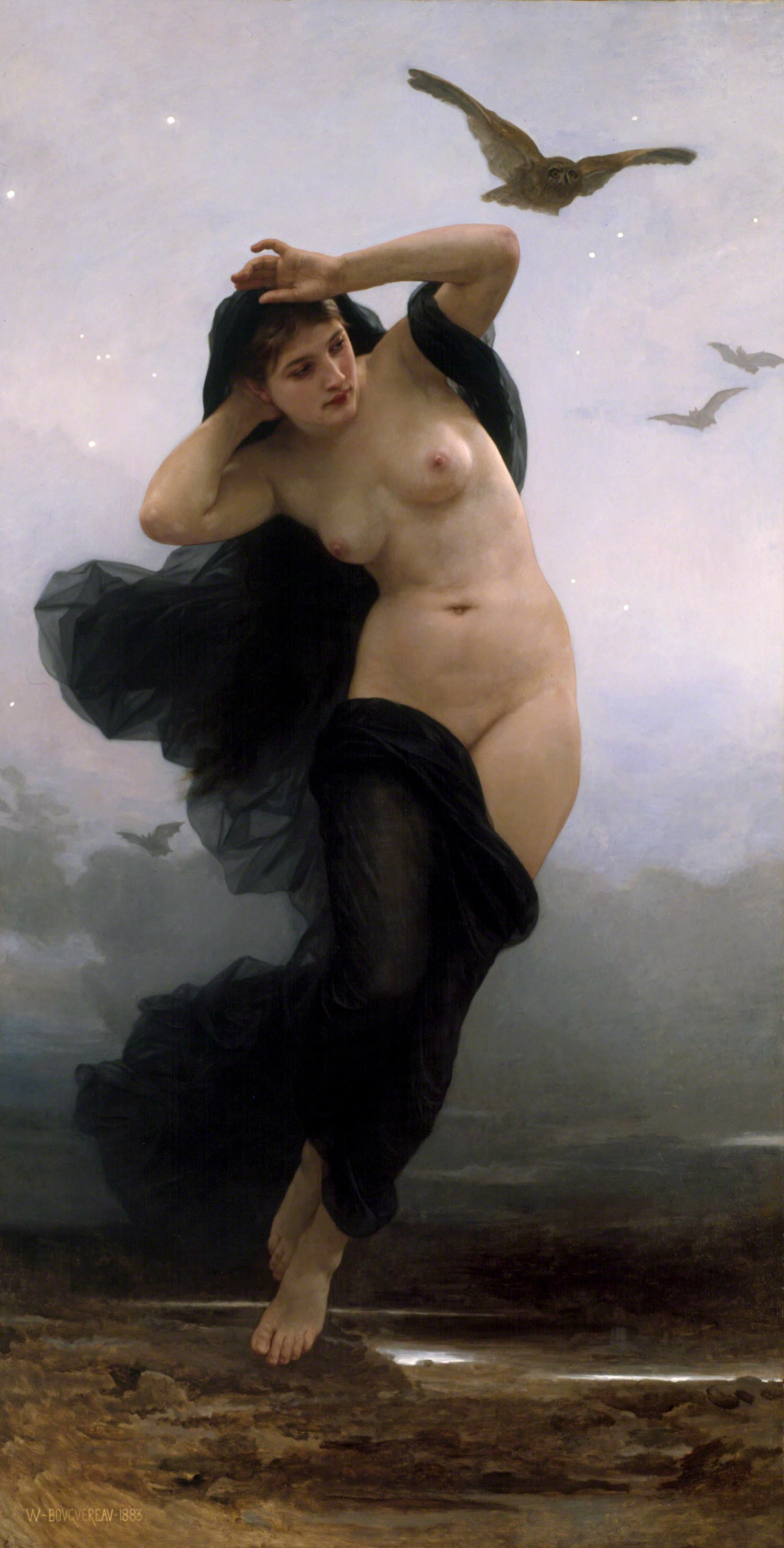 《夜》（La Nuit）｜威廉-阿道夫·布格罗 William-Adolphe Bouguereau｜1883