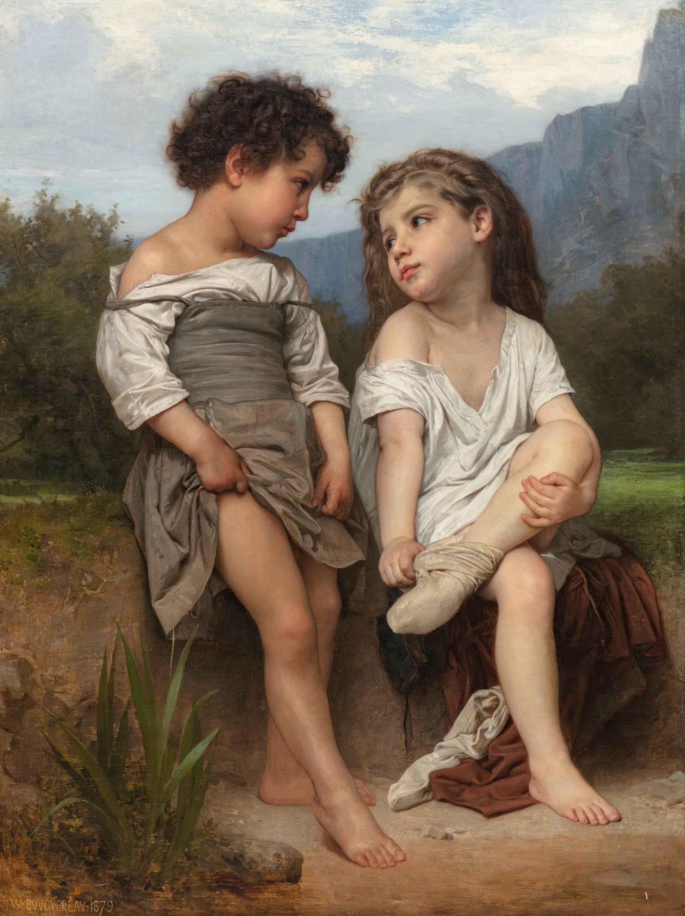 《溪畔》（Au bord du ruisseau）｜威廉-阿道夫·布格罗 William-Adolphe Bouguereau｜不明