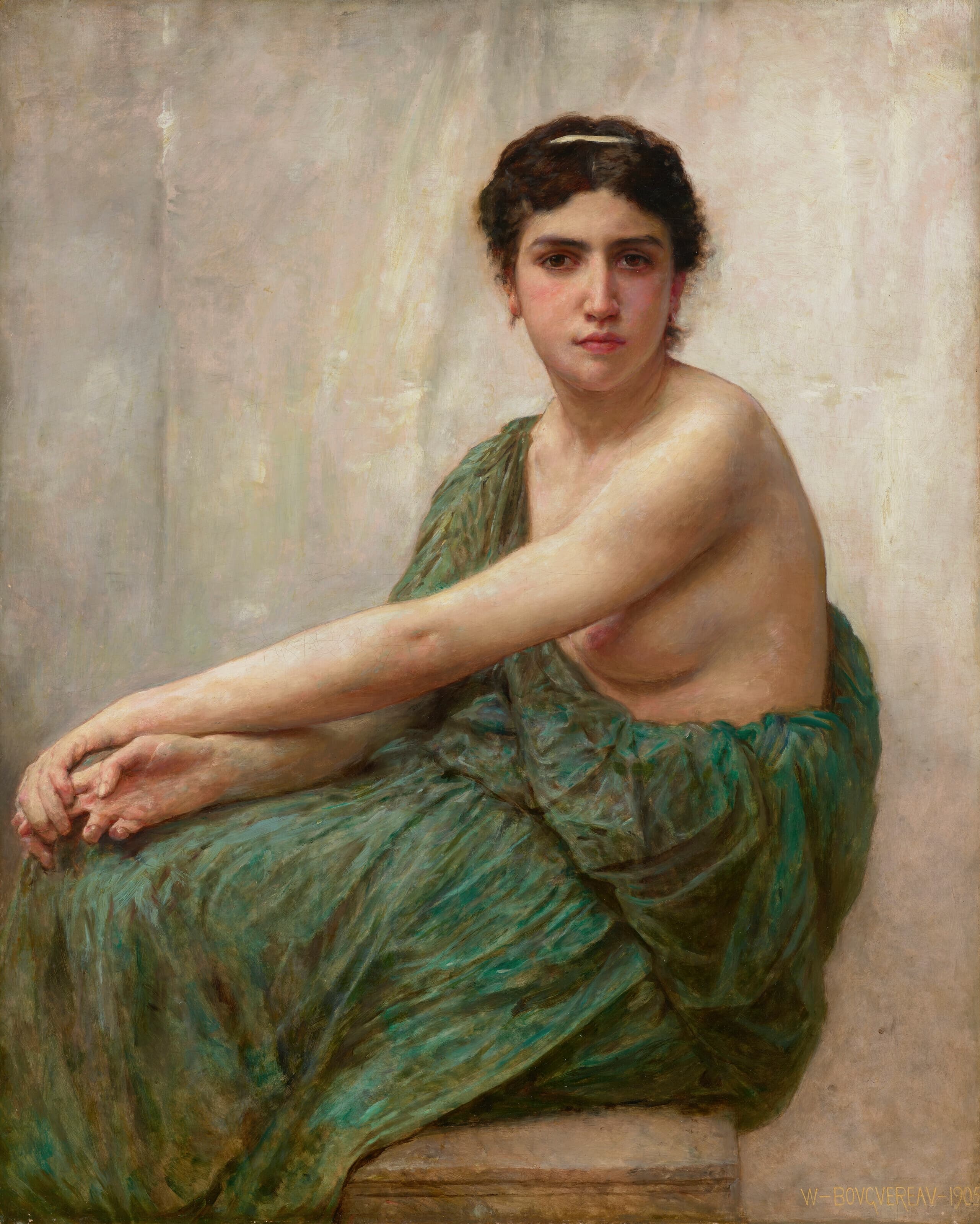 《沉思》（Réflexion）｜威廉-阿道夫·布格罗 William-Adolphe Bouguereau｜1905