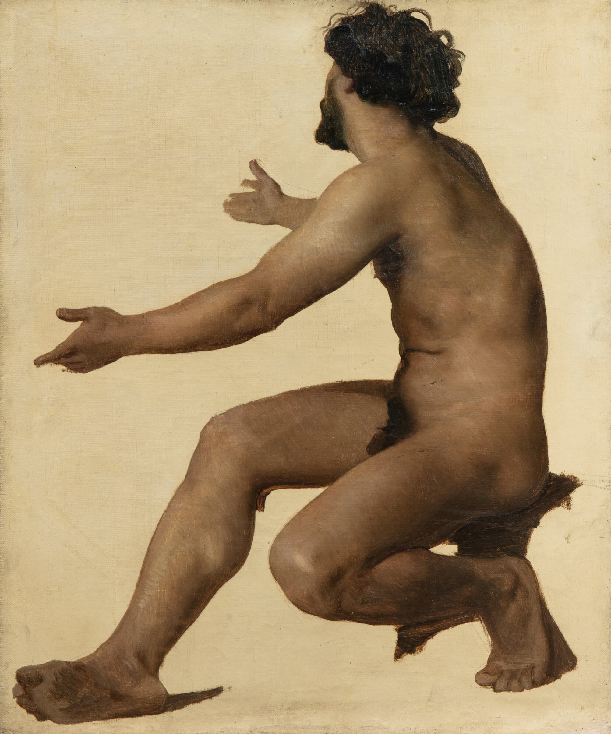《伸展双臂的男子习作》（Etude d’homme les bras tendus, huile sur toile）｜威廉-阿道夫·布格罗 William-Adolphe Bouguereau｜不明
