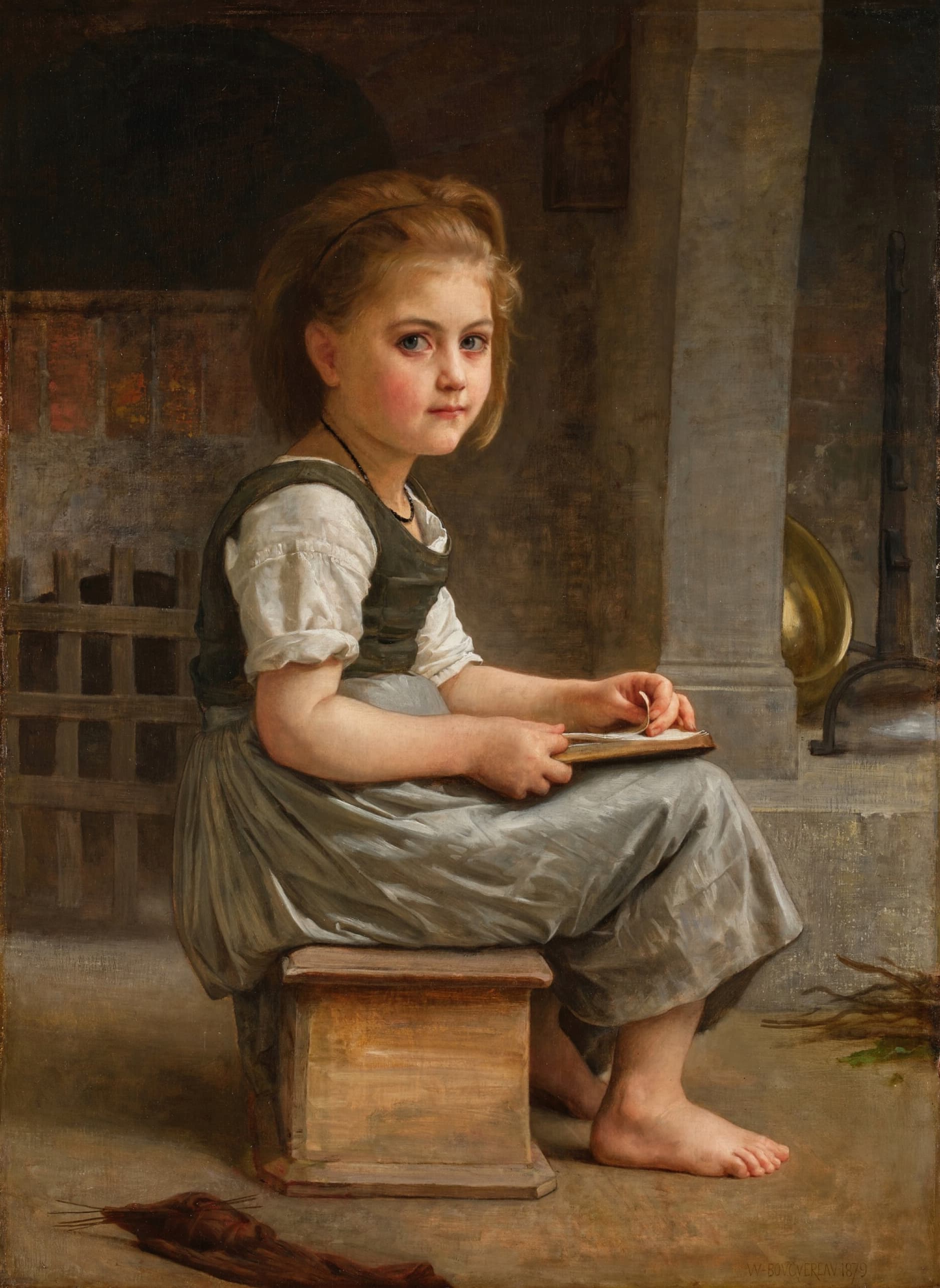 《小女学生》（La petite écolière (The Little Schoolgirl)）｜威廉-阿道夫·布格罗 William-Adolphe Bouguereau｜1879
